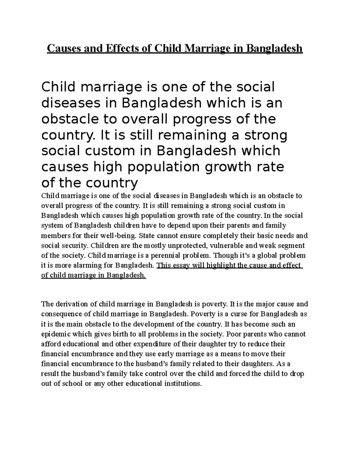 research proposal on early marriage in bangladesh