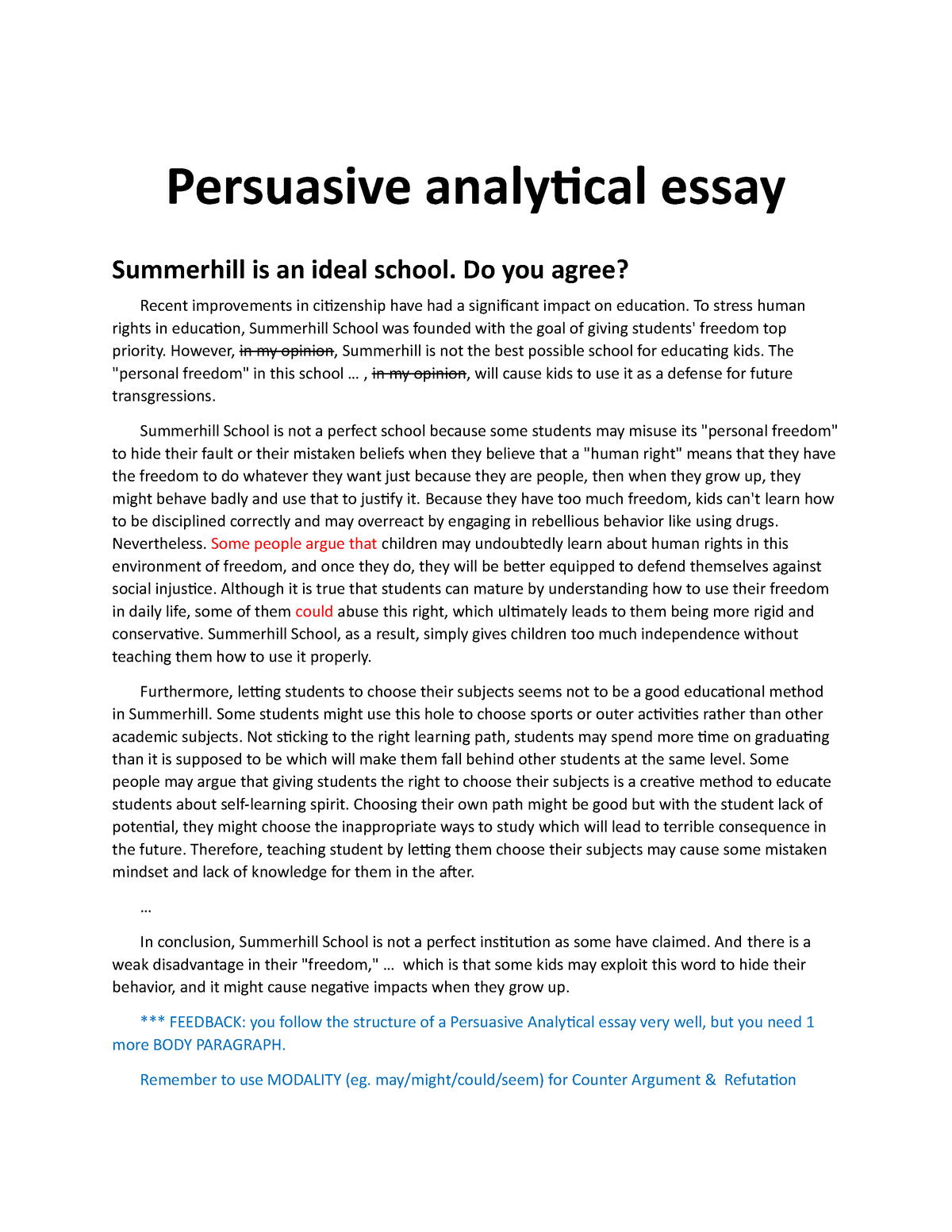 persuasive analytical essay sample