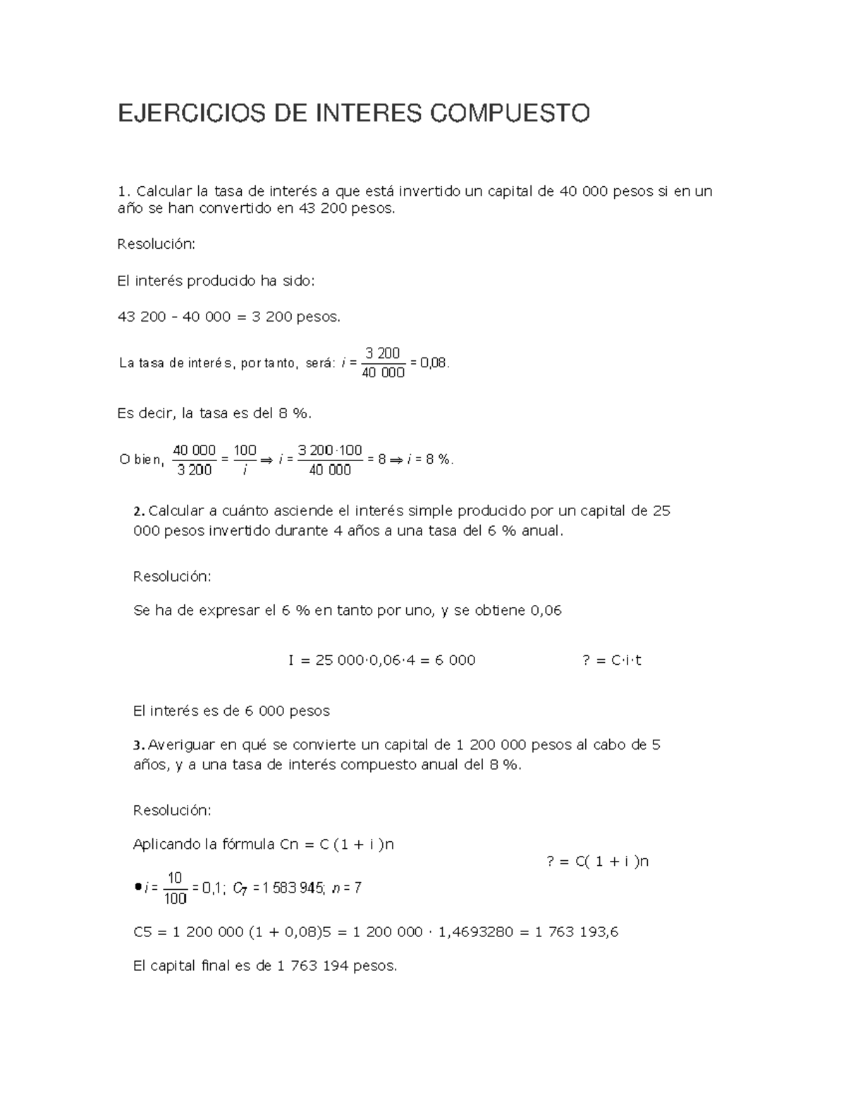 Ejercicios DE Interes Compuesto - EJERCICIOS DE INTERES COMPUESTO ...