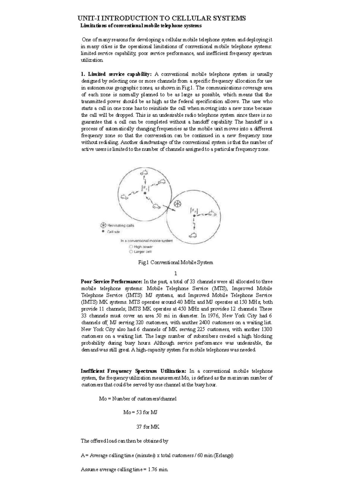 UNIT Introduction TO Cellular Systems LA NEW1 - UNIT-I INTRODUCTION TO ...