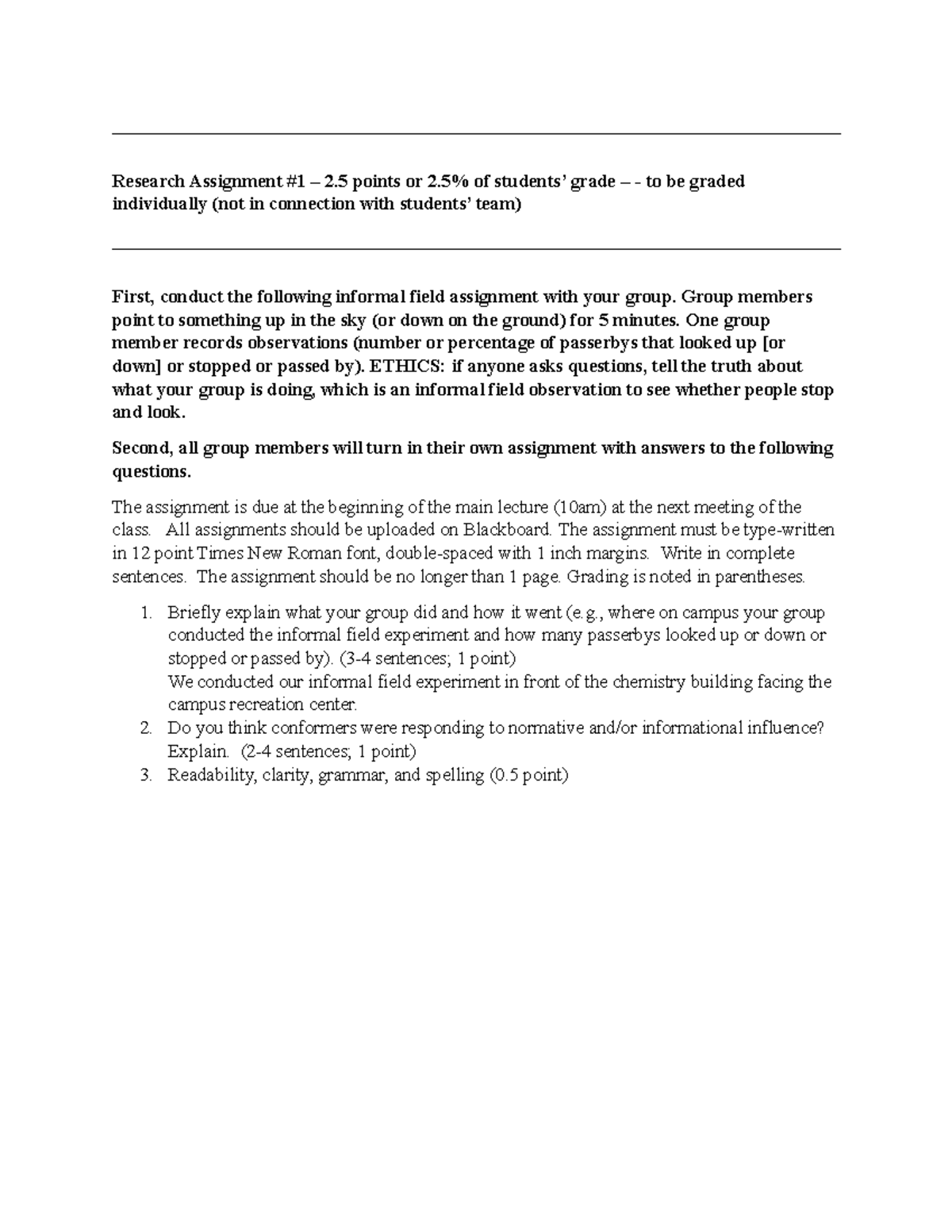 Research assignment 1 social influence - - Studocu