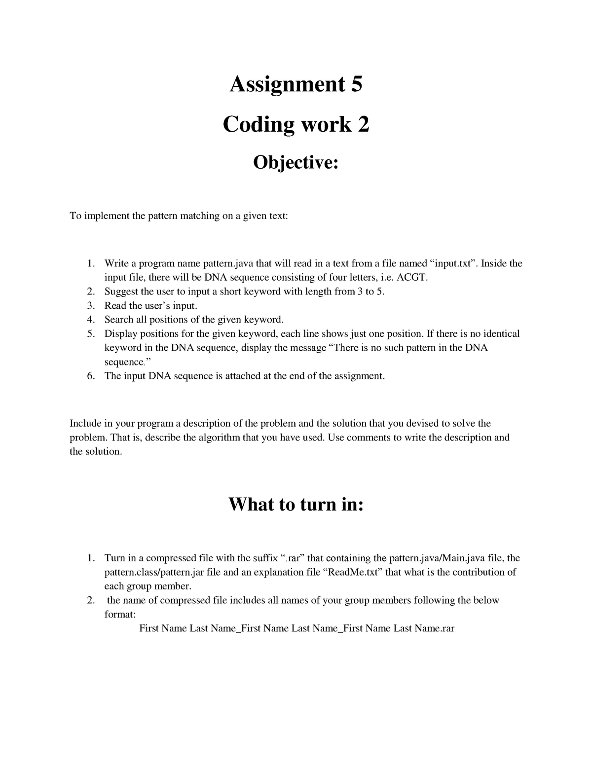 assignment for coding