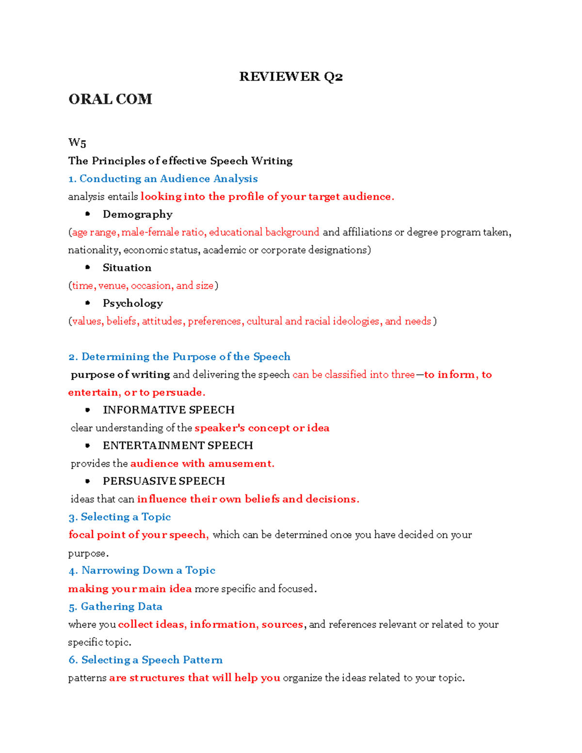 Reviewer Q2 ALL SUBS -rence - REVIEWER Q ORAL COM W The Principles of ...