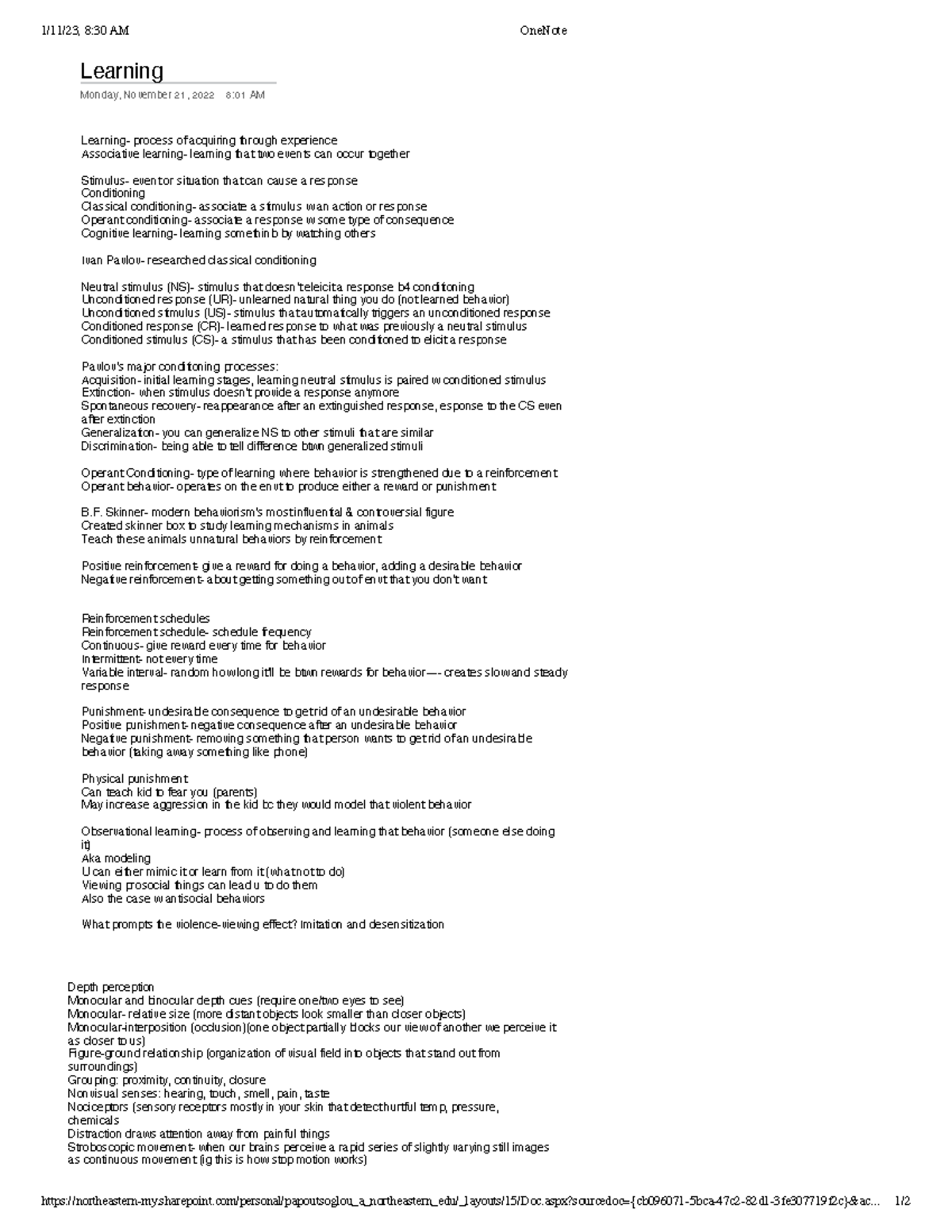 Learning - Lecture notes from fall 2022 of Dr. Bradley's Foundations of ...
