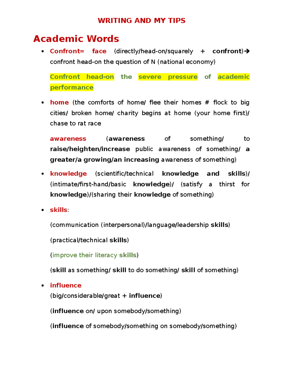 Discuss both view - review - Academic Words Confront= face (directly ...