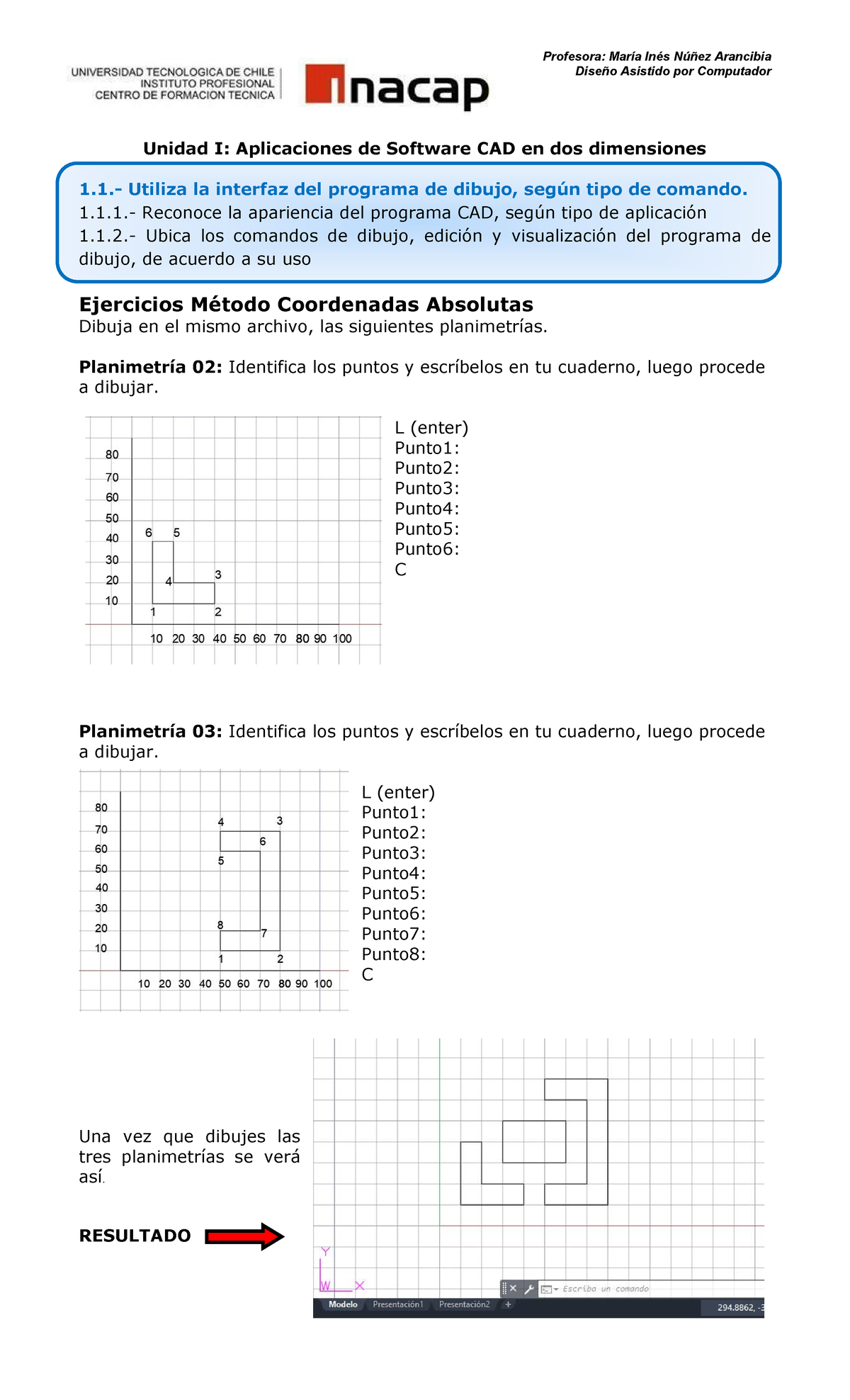 Guía - Ejercicios Método Coordenadas Absolutas - Profesora: María Inés ...
