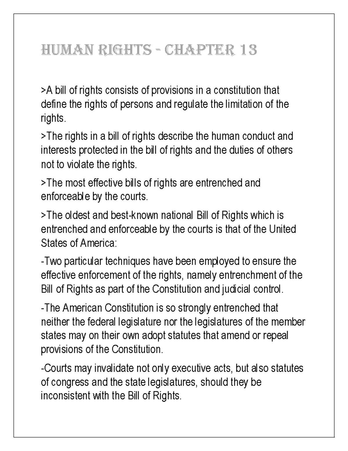 Human Rights- Chapter 13 - HUMAN RIGHTS - CHAPTER 13 A bill of rights ...