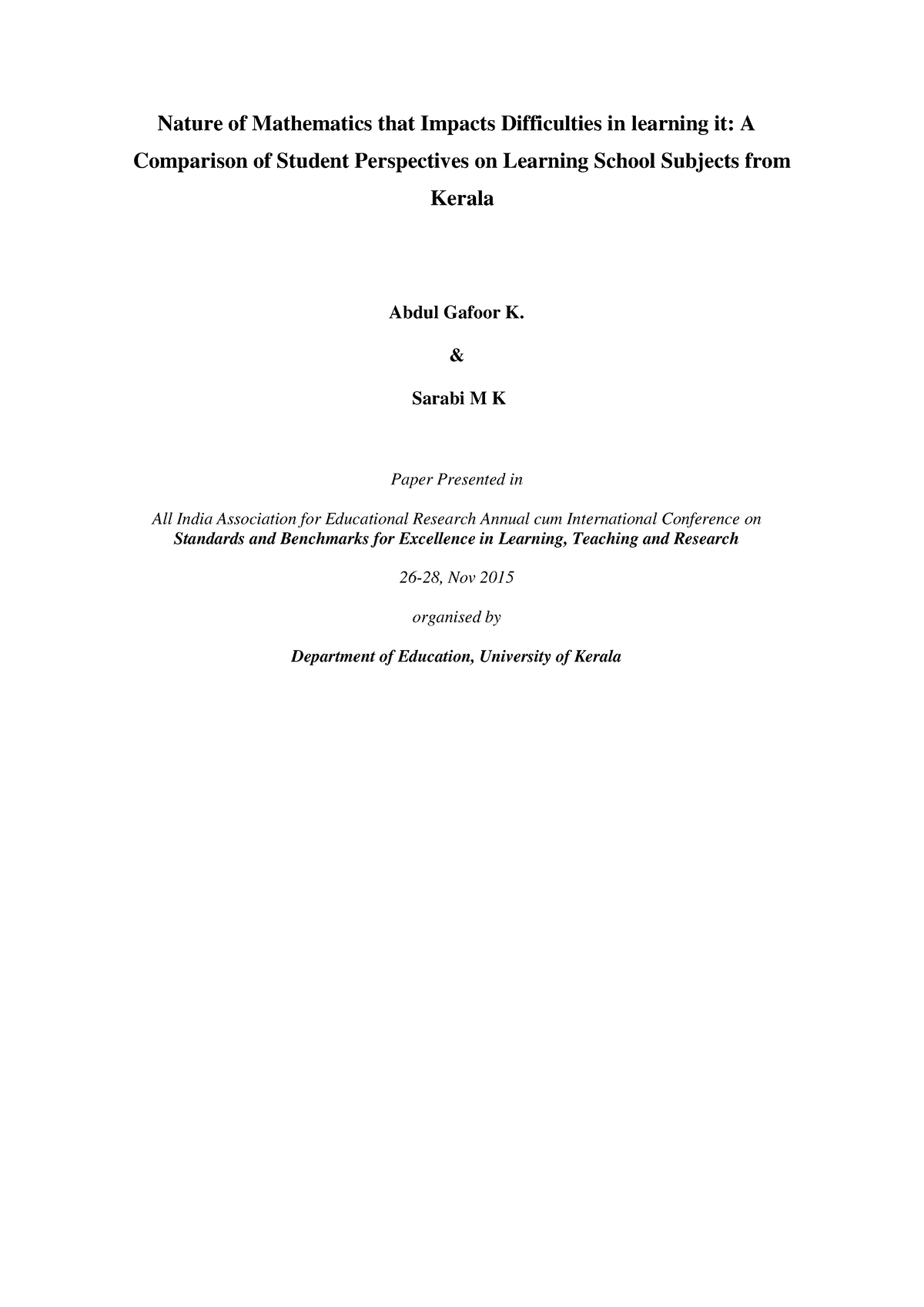 ED581534 - Nature of Mathematics that Impacts Difficulties in learning ...