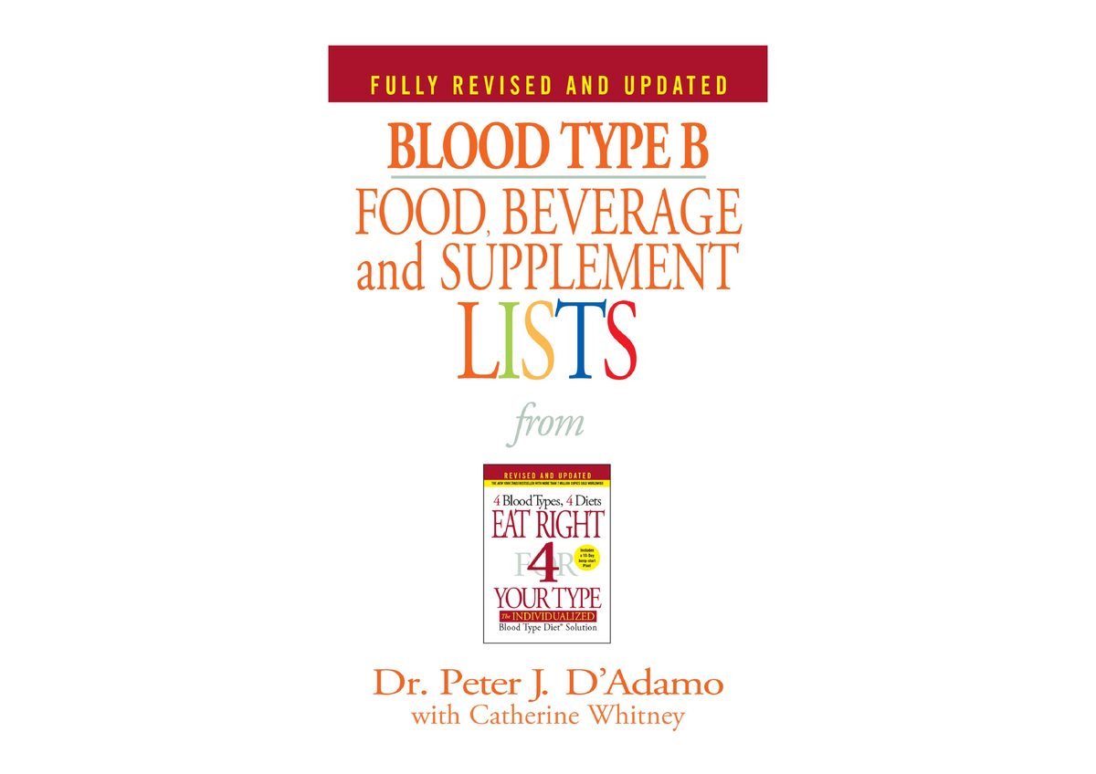 PDF Read Online Blood Type B Food Beverage And Supplement Lists Eat ...