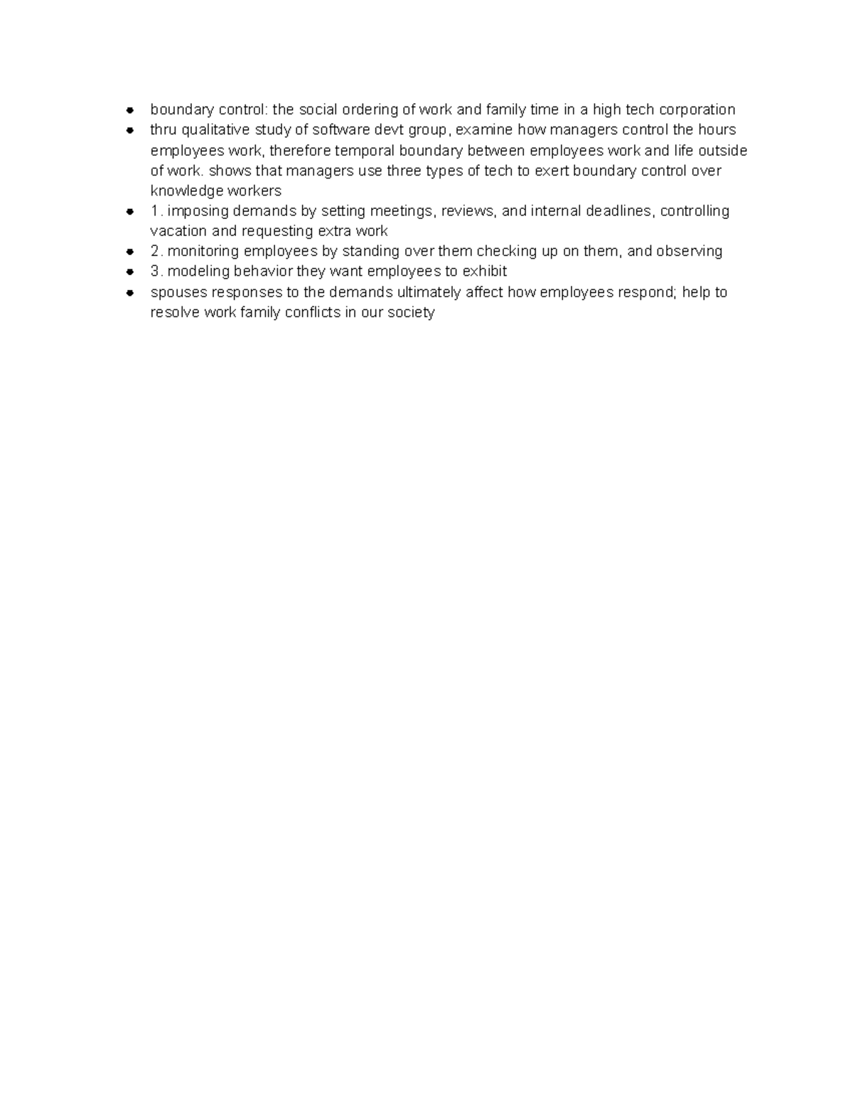 Perlow Lecture notes 11 boundary control the social ordering of