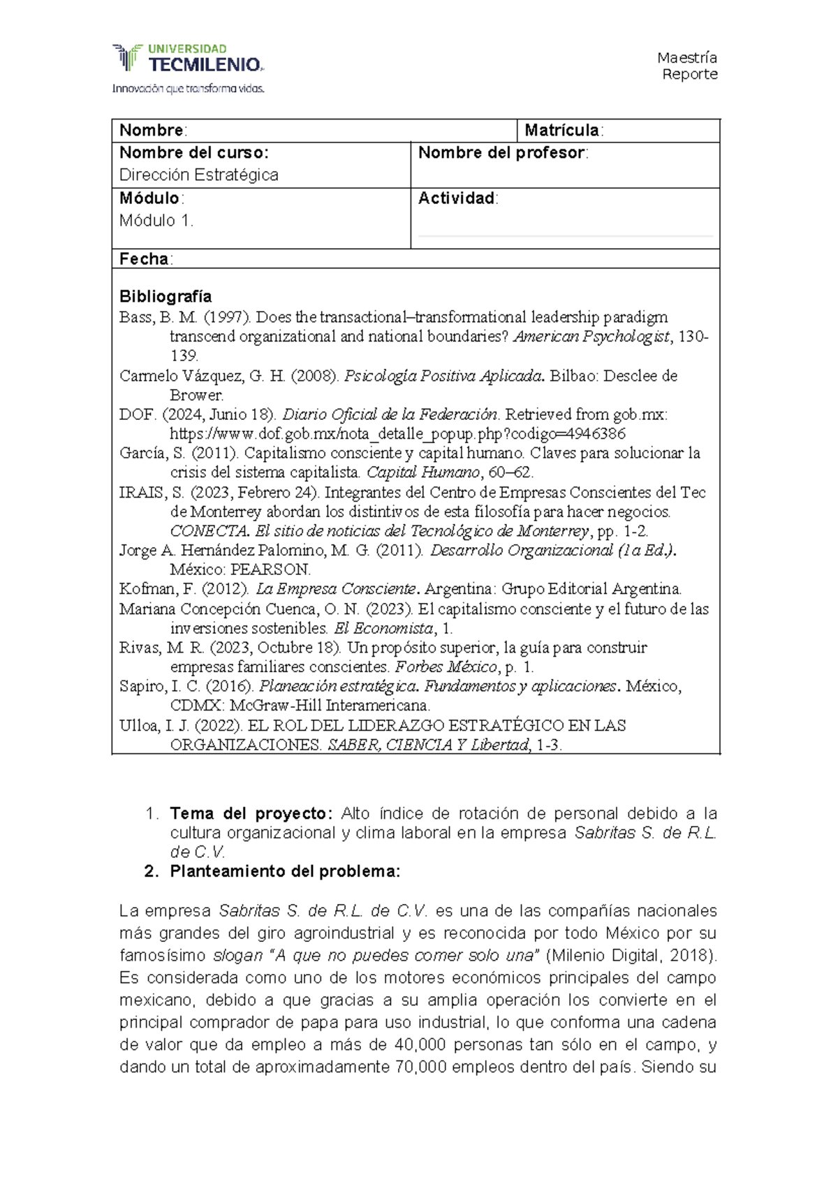 Evidencia 1 tarea - Reporte Nombre: Matrícula: Nombre del curso ...
