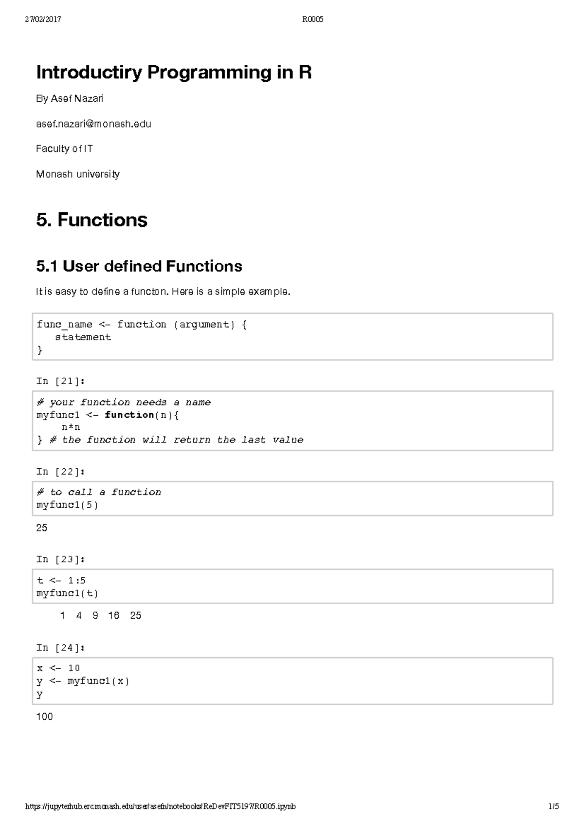 R0005 - Functions - Basic of R - Introductiry Programming in R By Asef ...