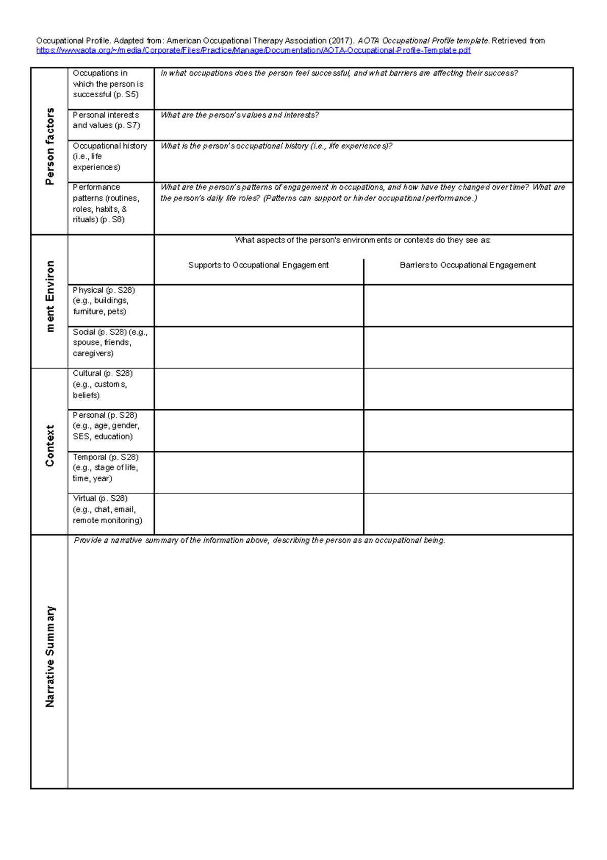 gilbert-ot-profile-filled-out-aota-aota-occupational-profile-template