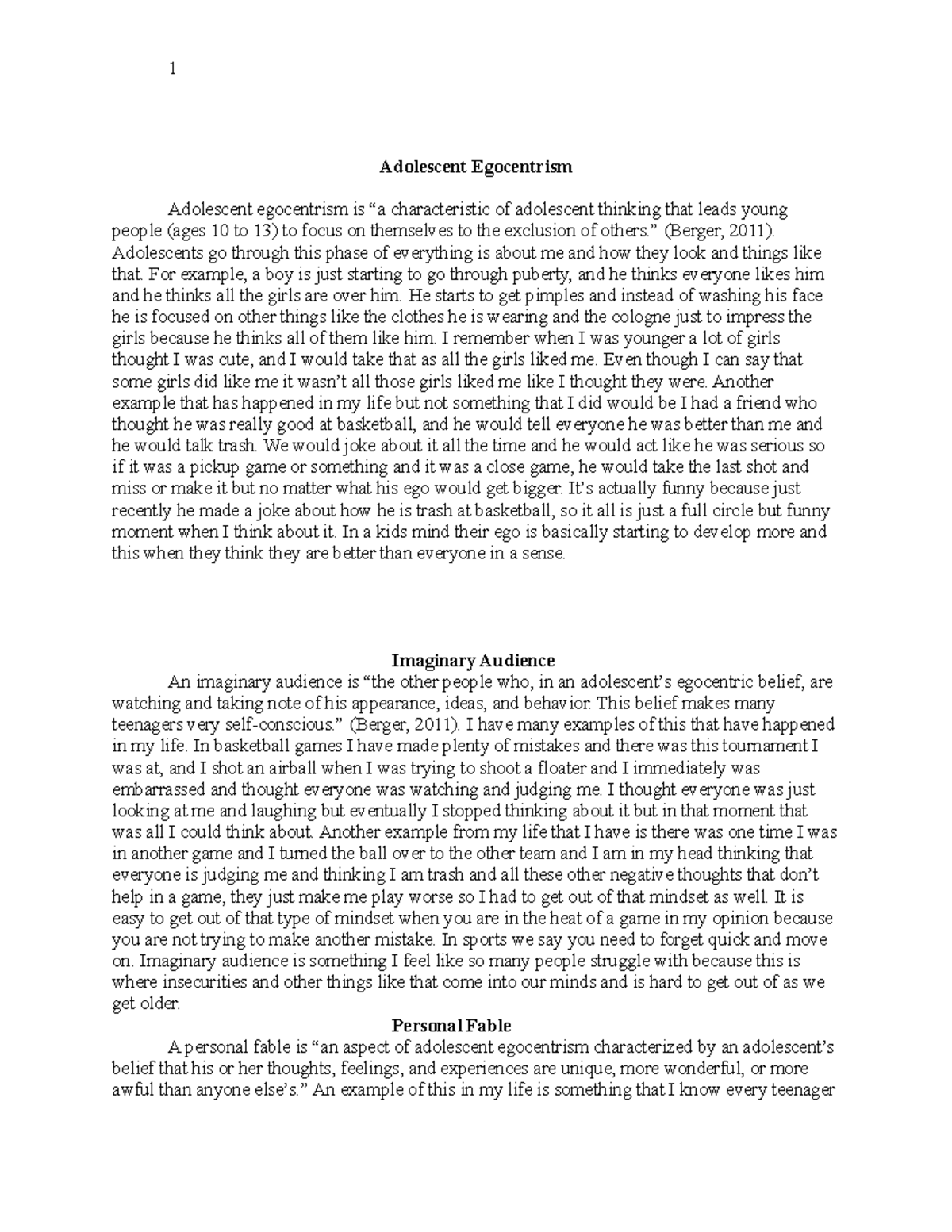 Adolescence Development - 1 Adolescent Egocentrism Adolescent ...