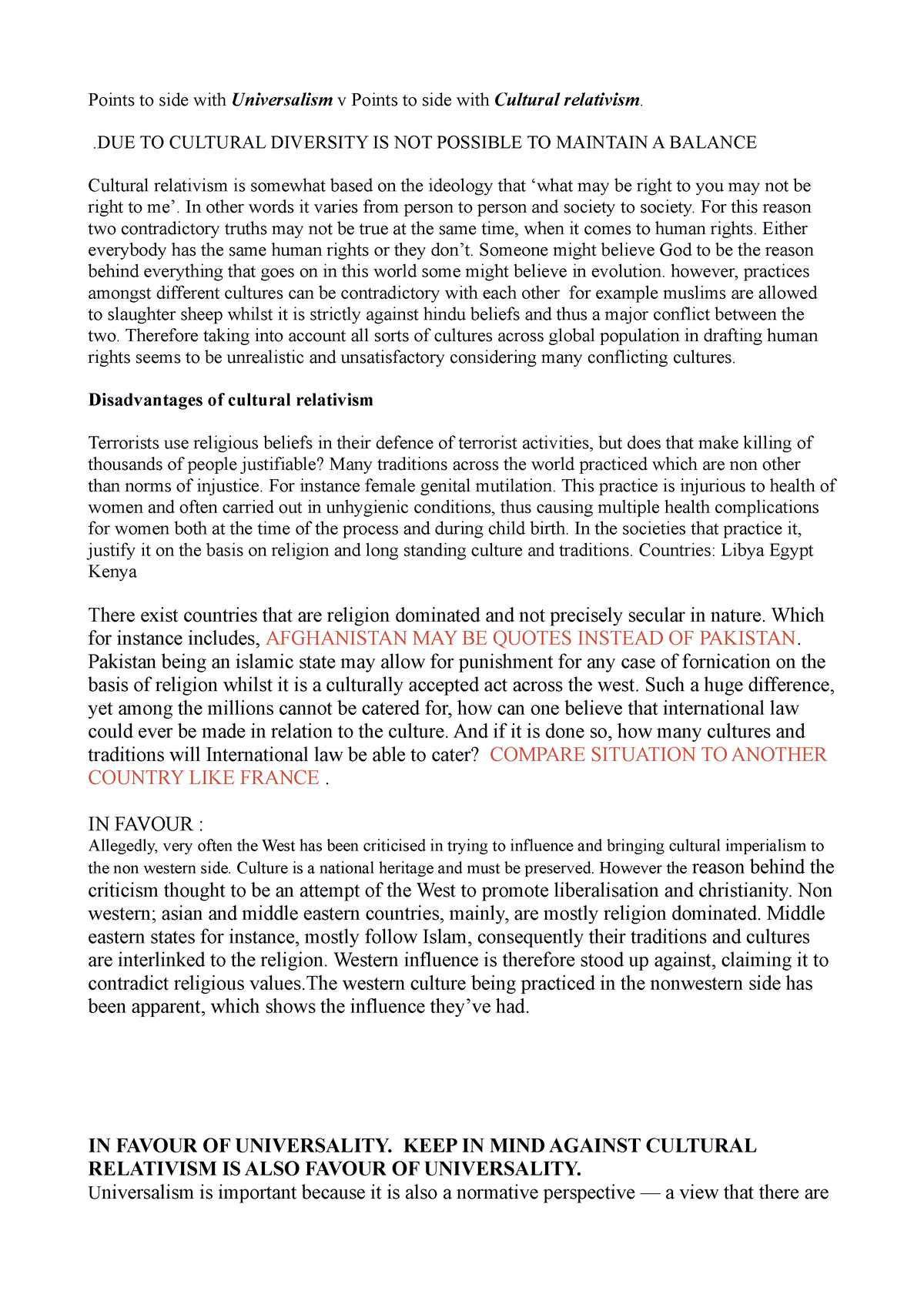 Universalism notes - Points to side with Universalism v Points to side ...