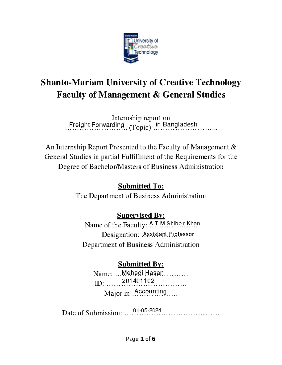 Internship-Report of Mehedi Hasan- Smuct Format - Shanto-Mariam ...