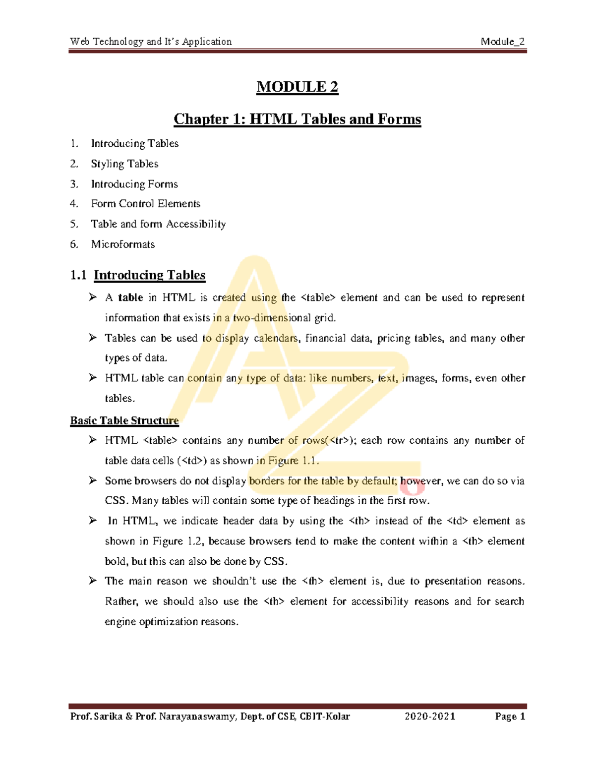 Web Technology Unit 2 - ok bro - MODULE 2 Chapter 1: HTML Tables and ...