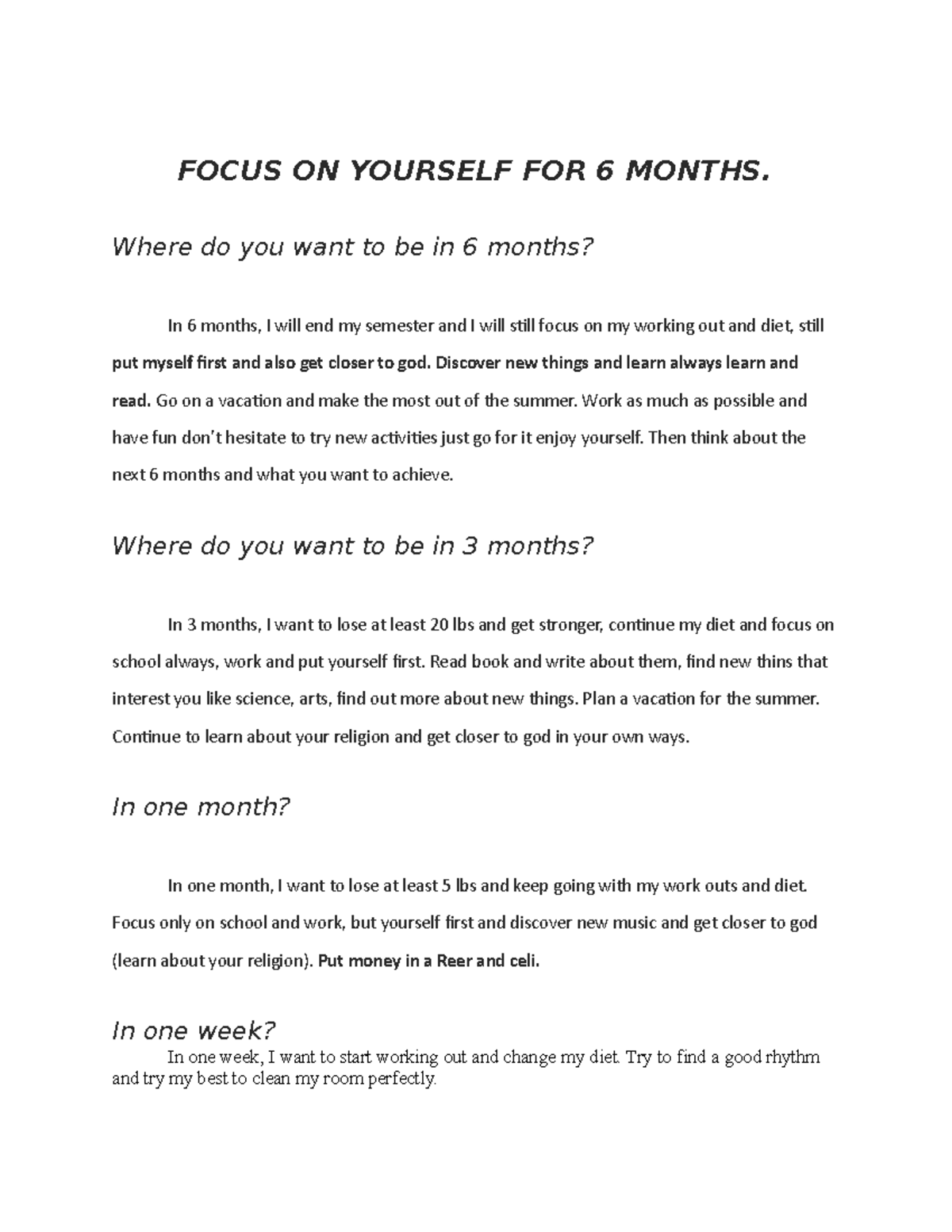 Focus ON Yourself FOR 6 Months - FOCUS ON YOURSELF FOR 6 MONTHS. Where ...