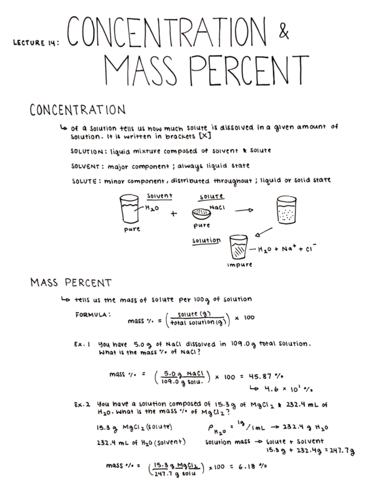 Lecture 14 Concentration Mass Percent - & LECTURE 14: CONCENTRATION ...