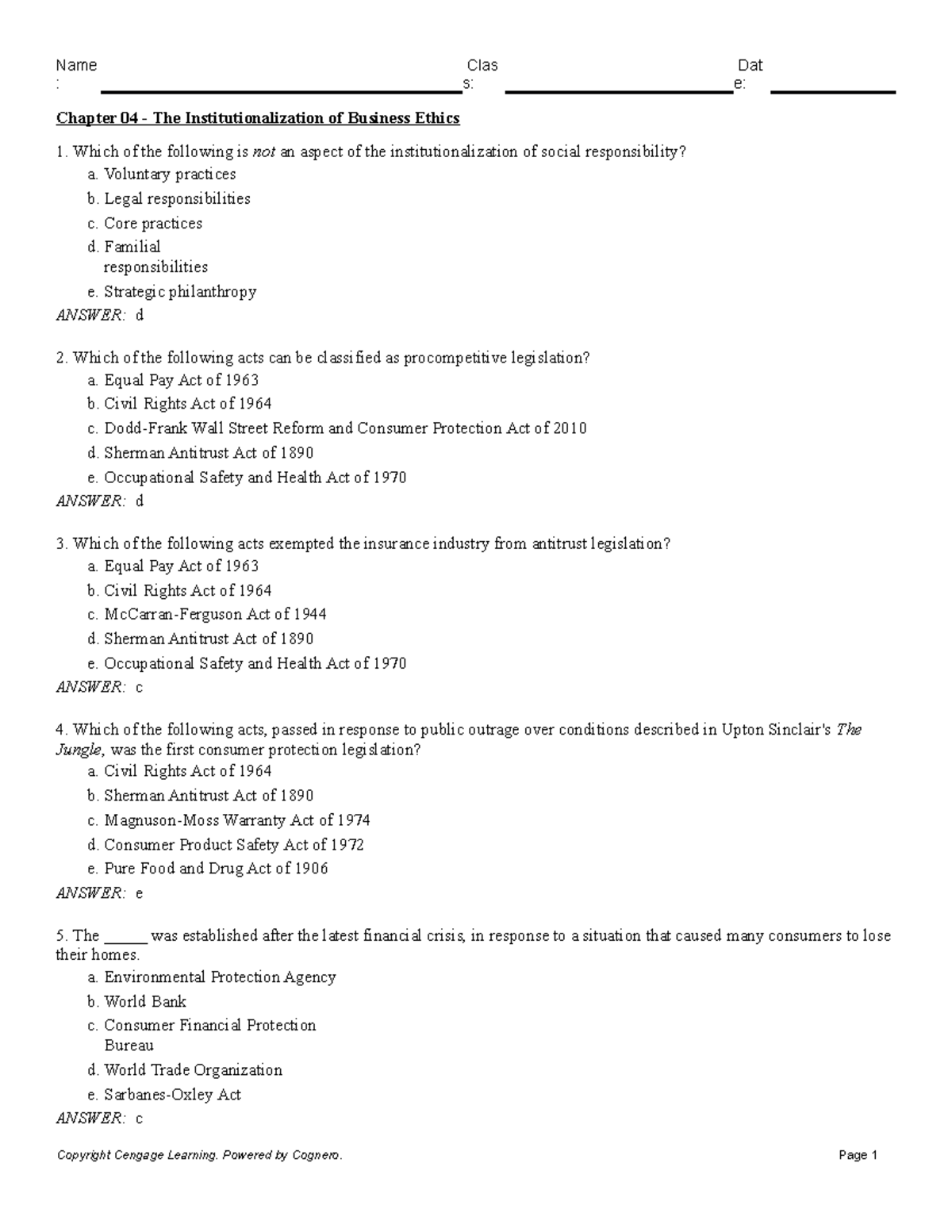 Chapter 04 The Institutionalization Of Business Ethics - : S: E ...