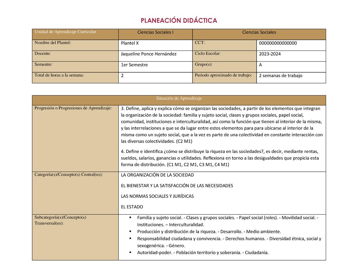 Planificaci N Para La Interdisciplinariedad Y Transversalidad Planeacin Didctica Unidad De