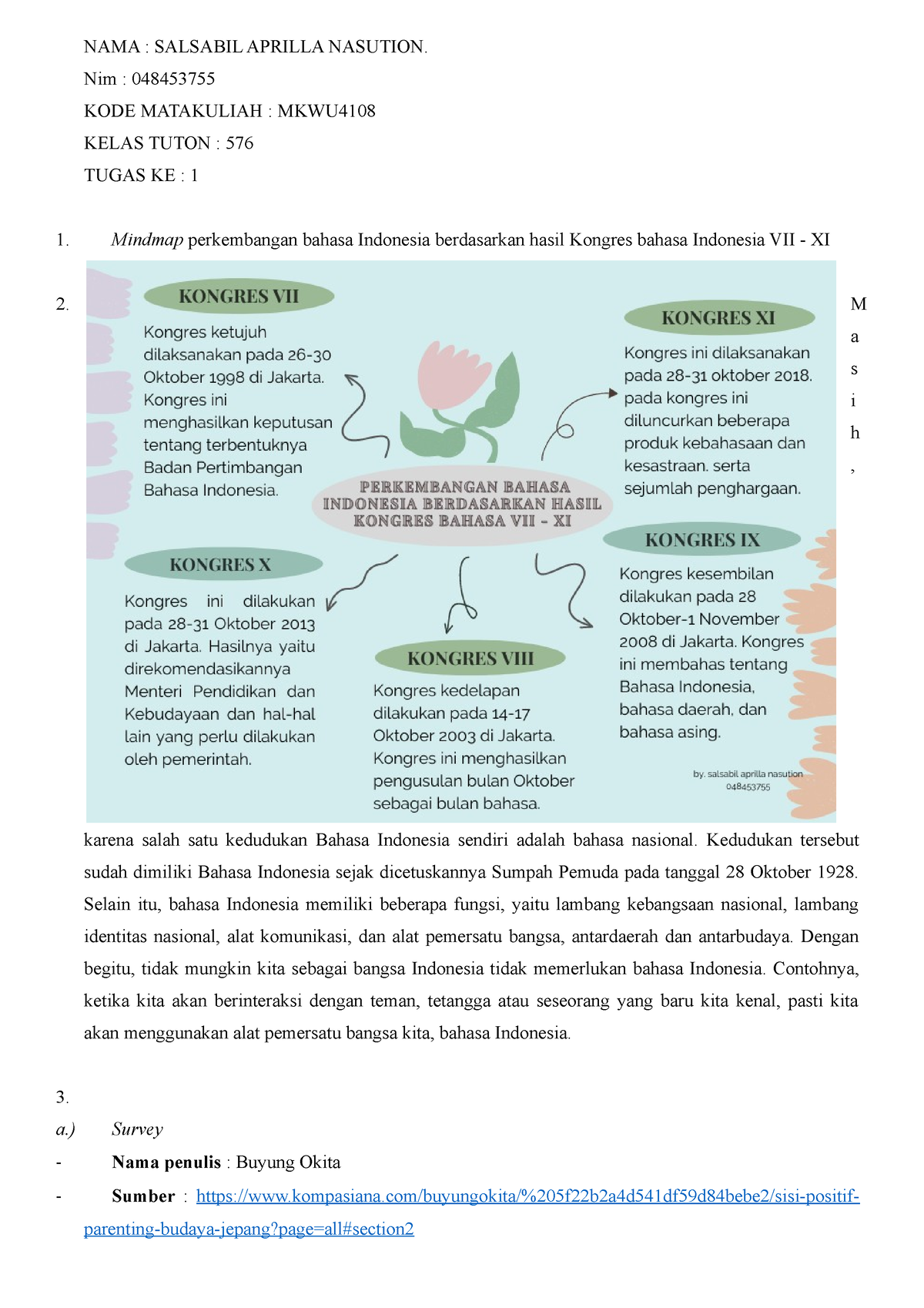 Bahasa Indonesia MKWU4108 - Tugas 1 - NAMA : SALSABIL APRILLA NASUTION ...