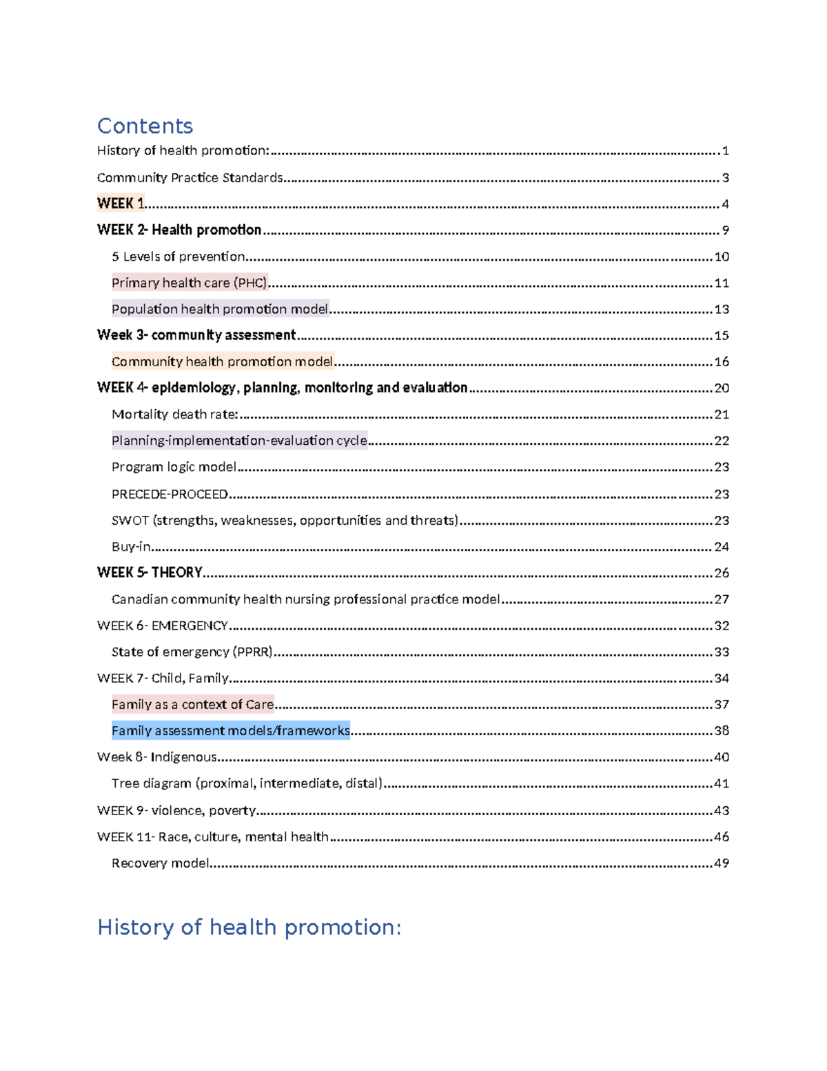 Notes - Lecture week 3 - Contents History of health - Studocu