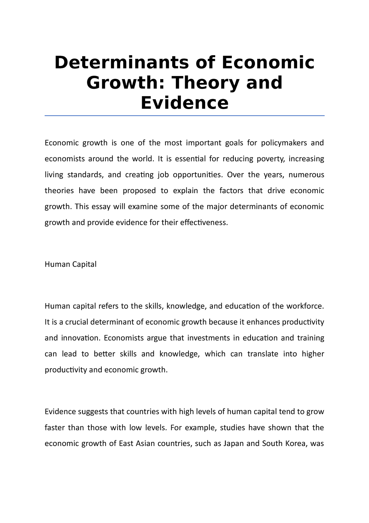 key determinants of economic growth dissertation