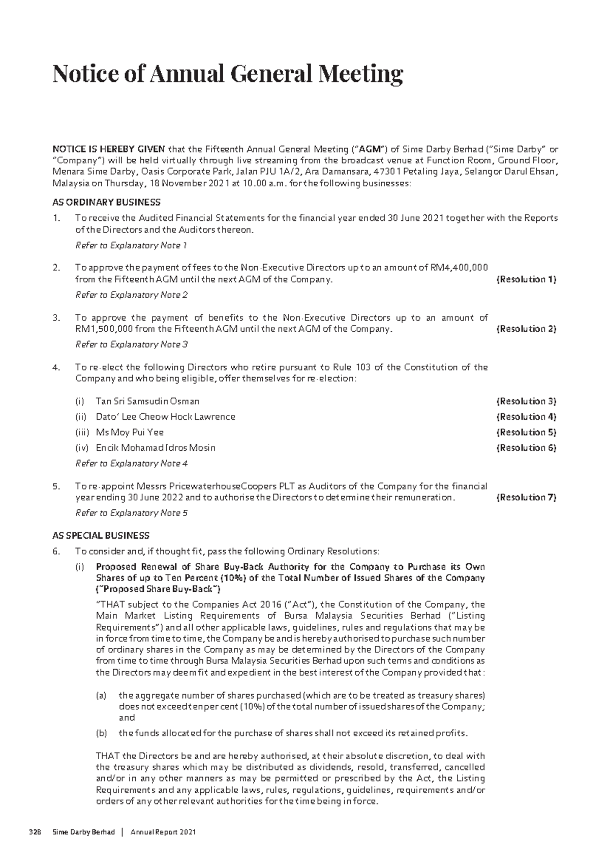 SIME Darby Notice of AGM - ^ĦŎă×áΟĦöΟ ğğœ¾ĘΟ9áğáł¾ĘΟ]ááŎăğ÷ NOTICE IS ...