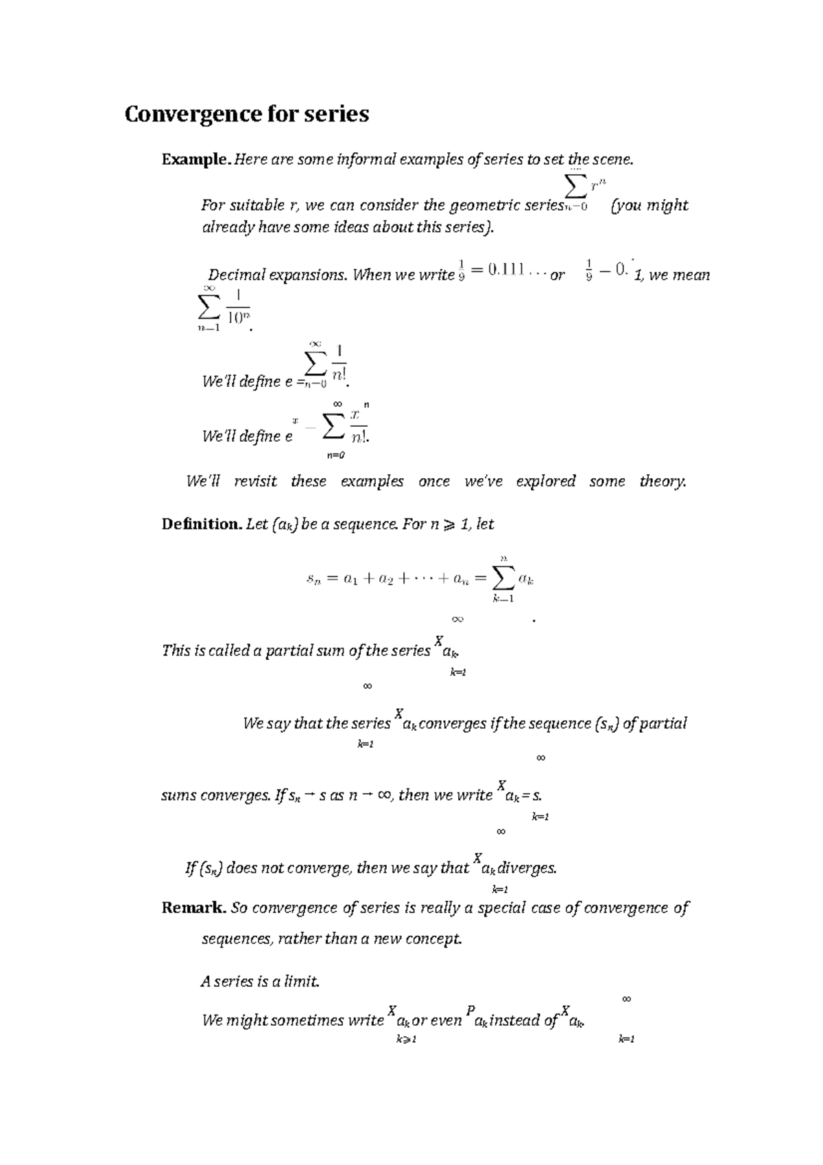 Analysis 26 - Convergence for series - Convergence for series Example ...