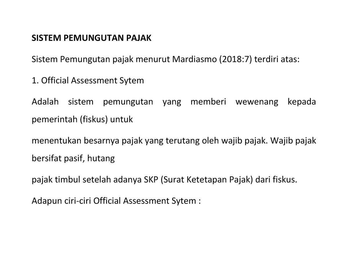 Sistem Pemungutan Pajak - SISTEM PEMUNGUTAN PAJAK Sistem Pemungutan ...