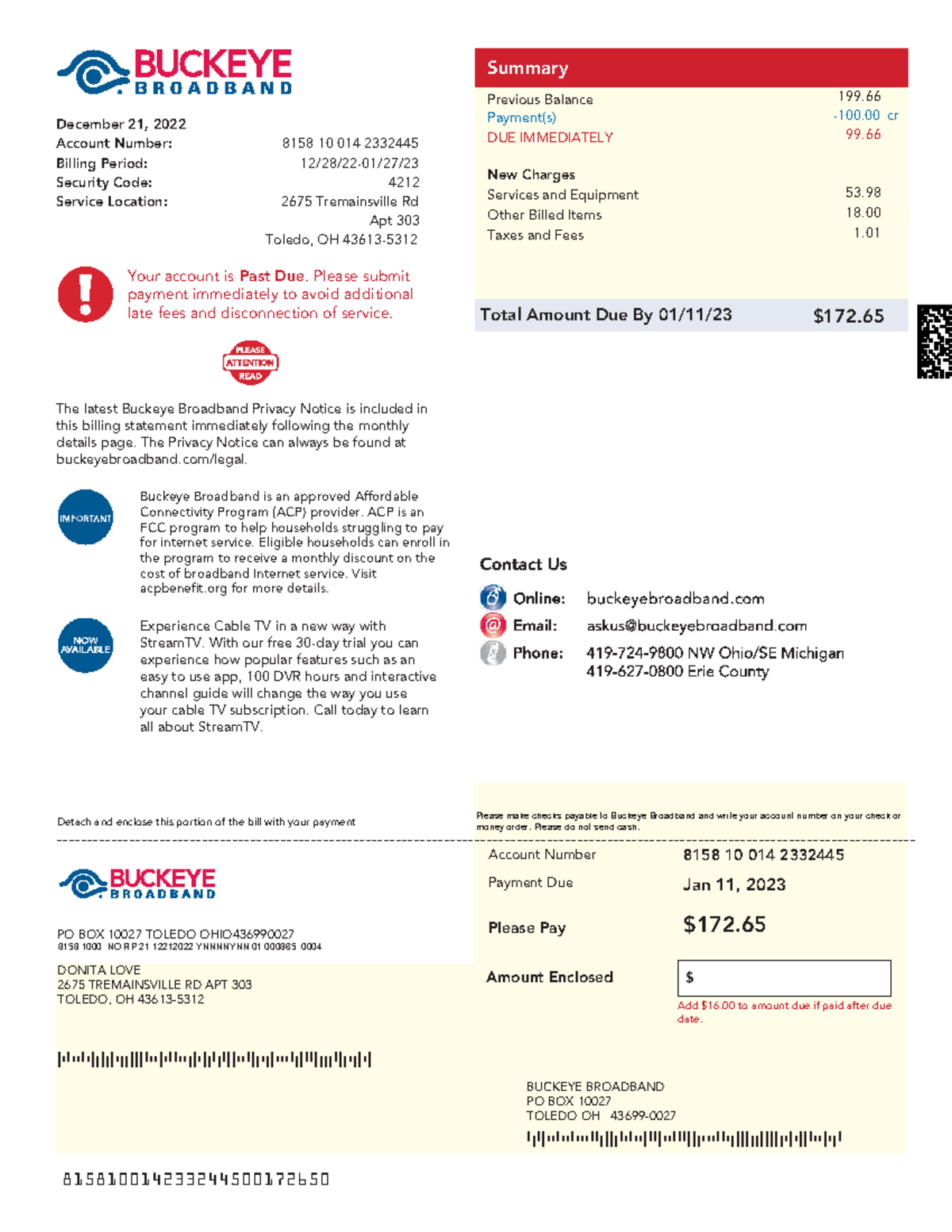 Document tutorial work Detach and enclose this portion of the bill