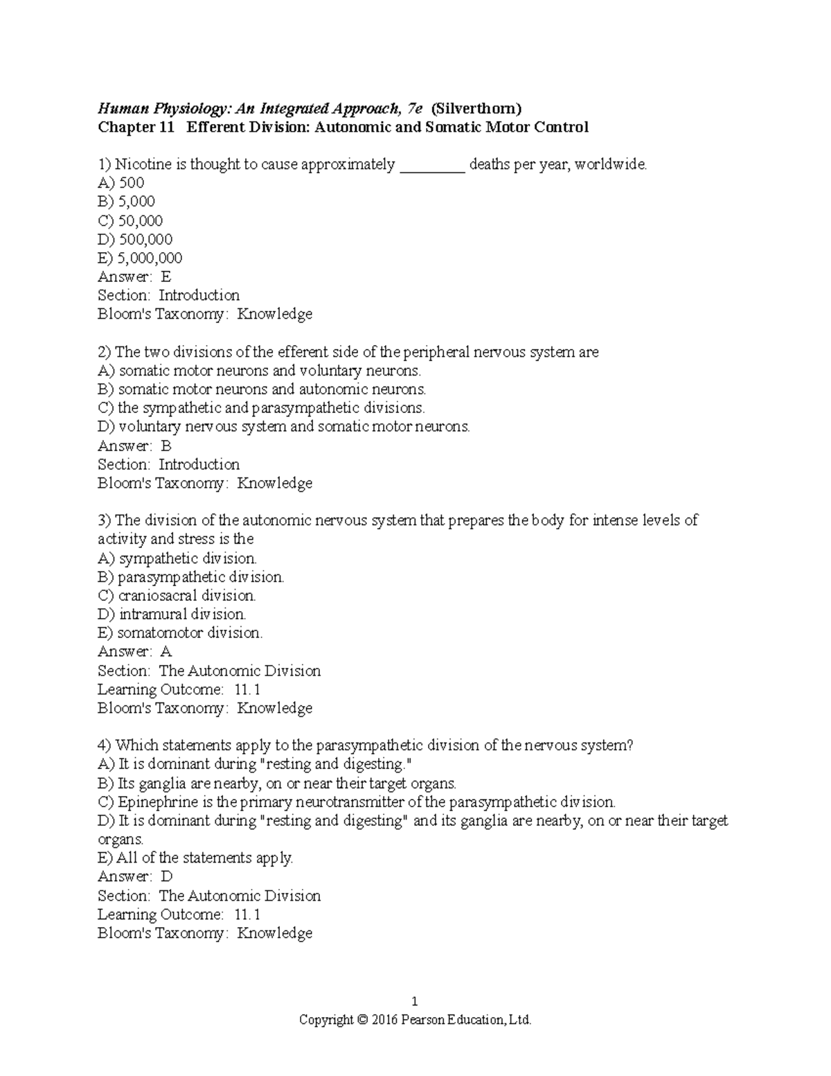 Chapter 11 - Efferent division, motor control - Human Physiology: An ...