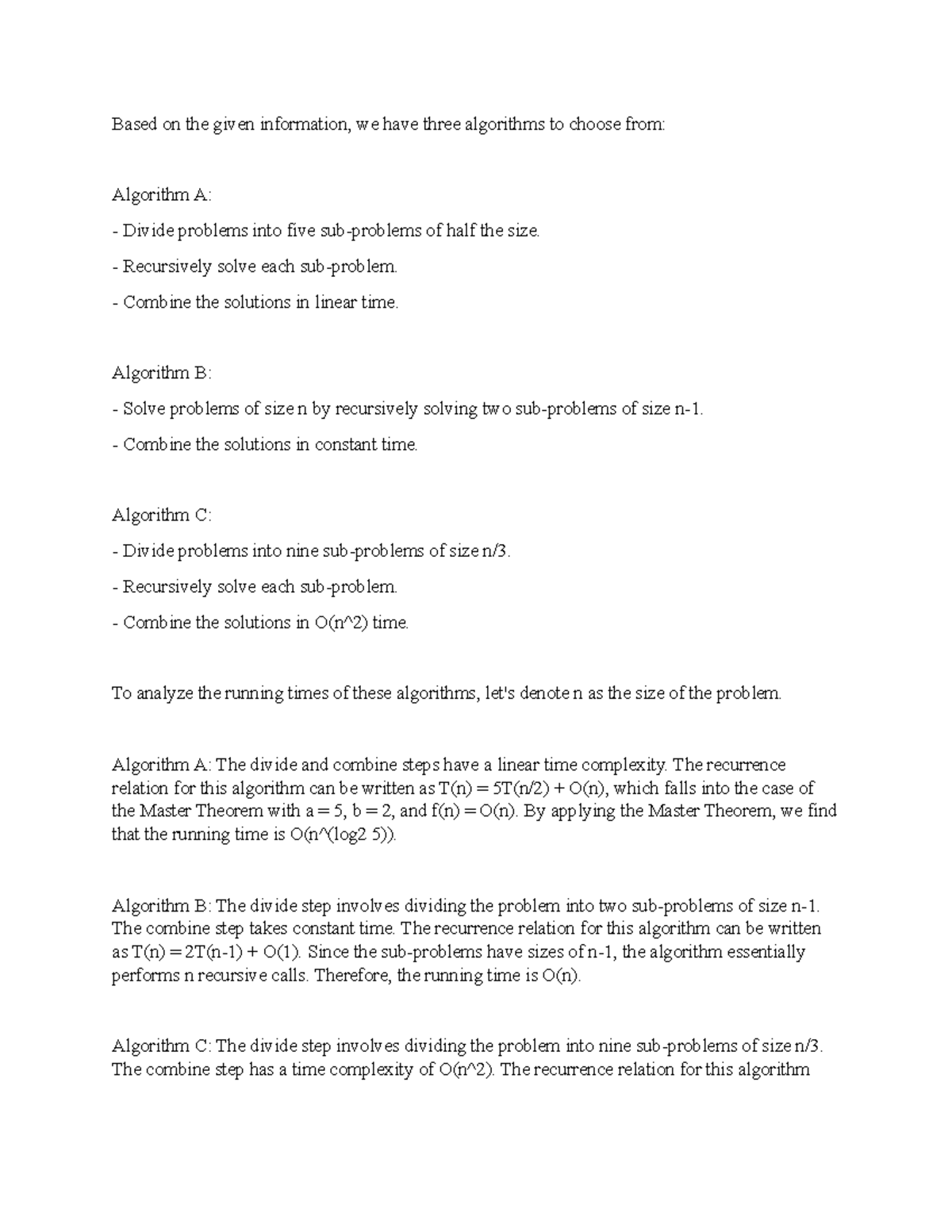 Unit 2 Discussion - Based on the given information, we have three ...