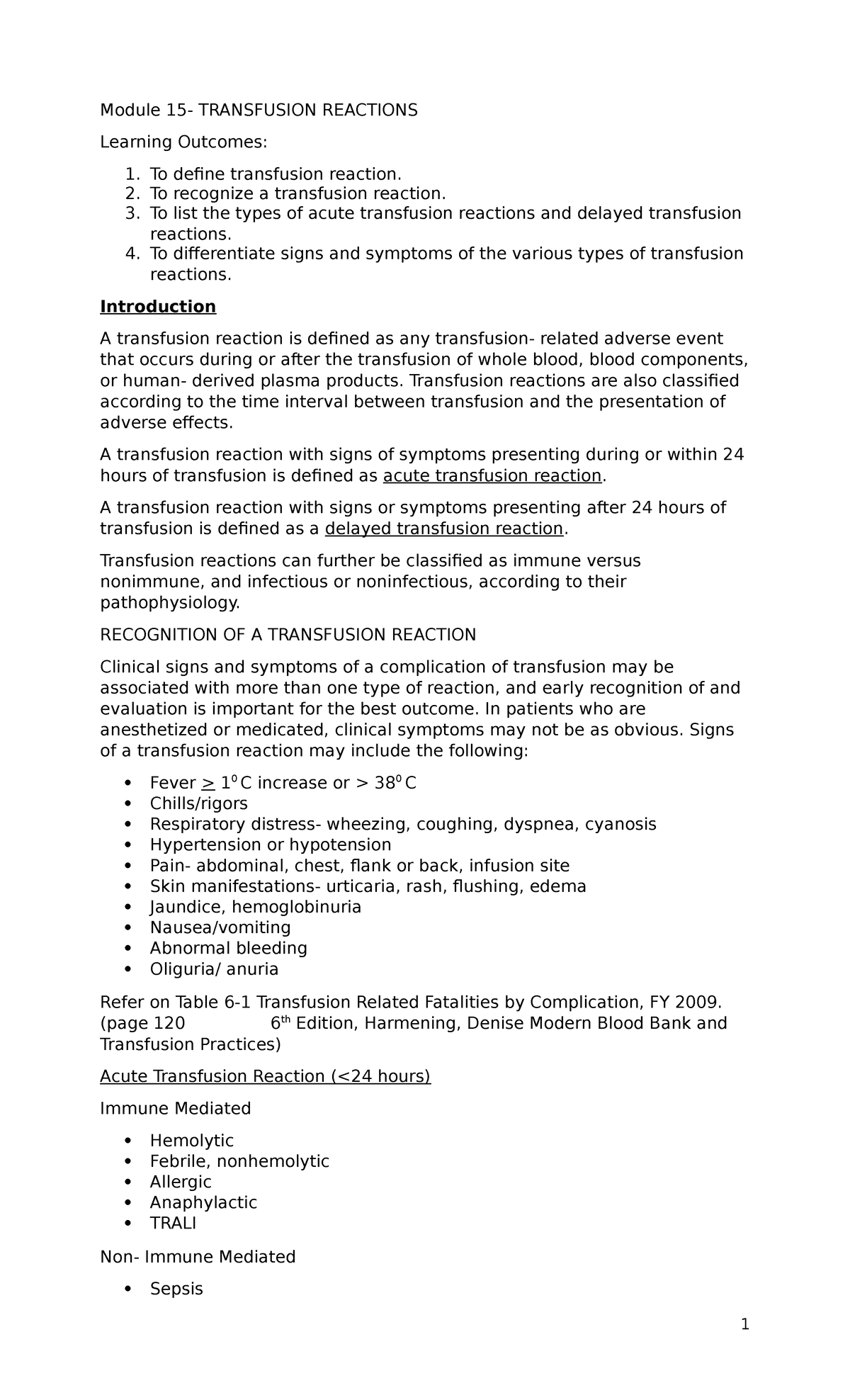 Module+15+Transfusion+Reactions - Module 15- TRANSFUSION REACTIONS ...