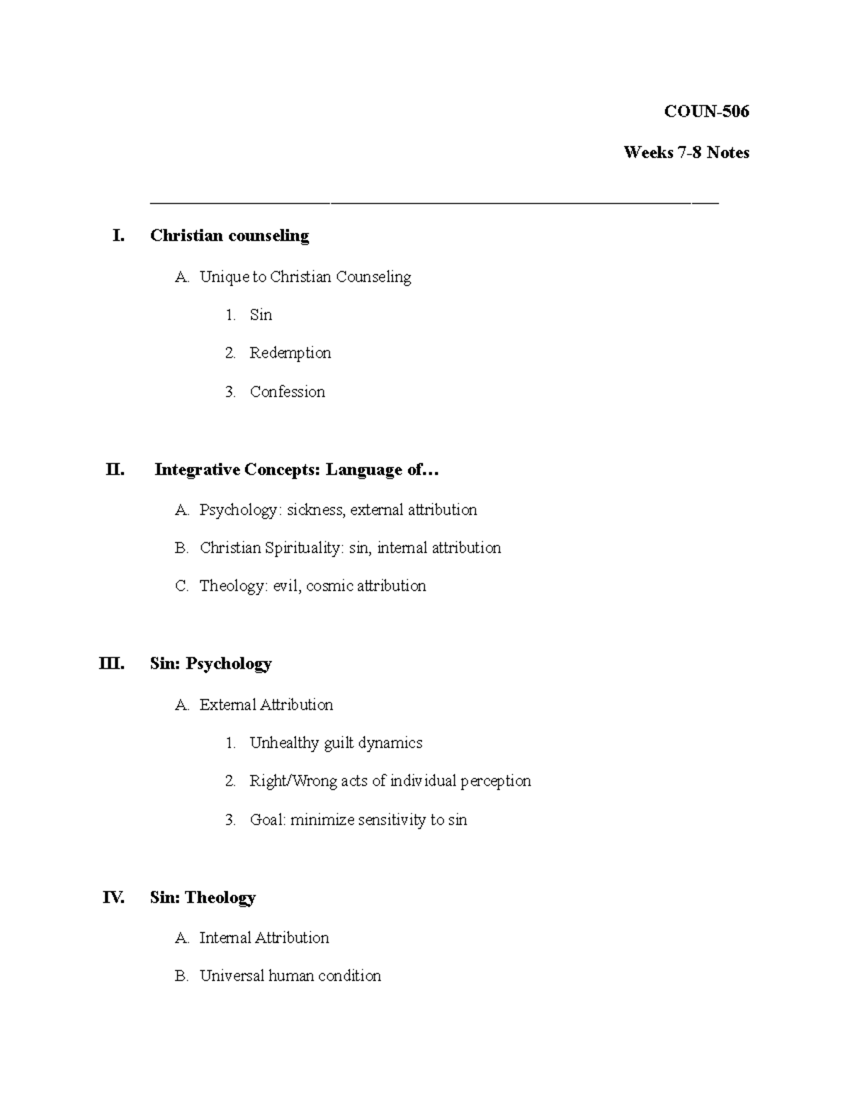 COUN 506 Weeks 7 8 Notes - COUN- Weeks 7-8 Notes - Studocu