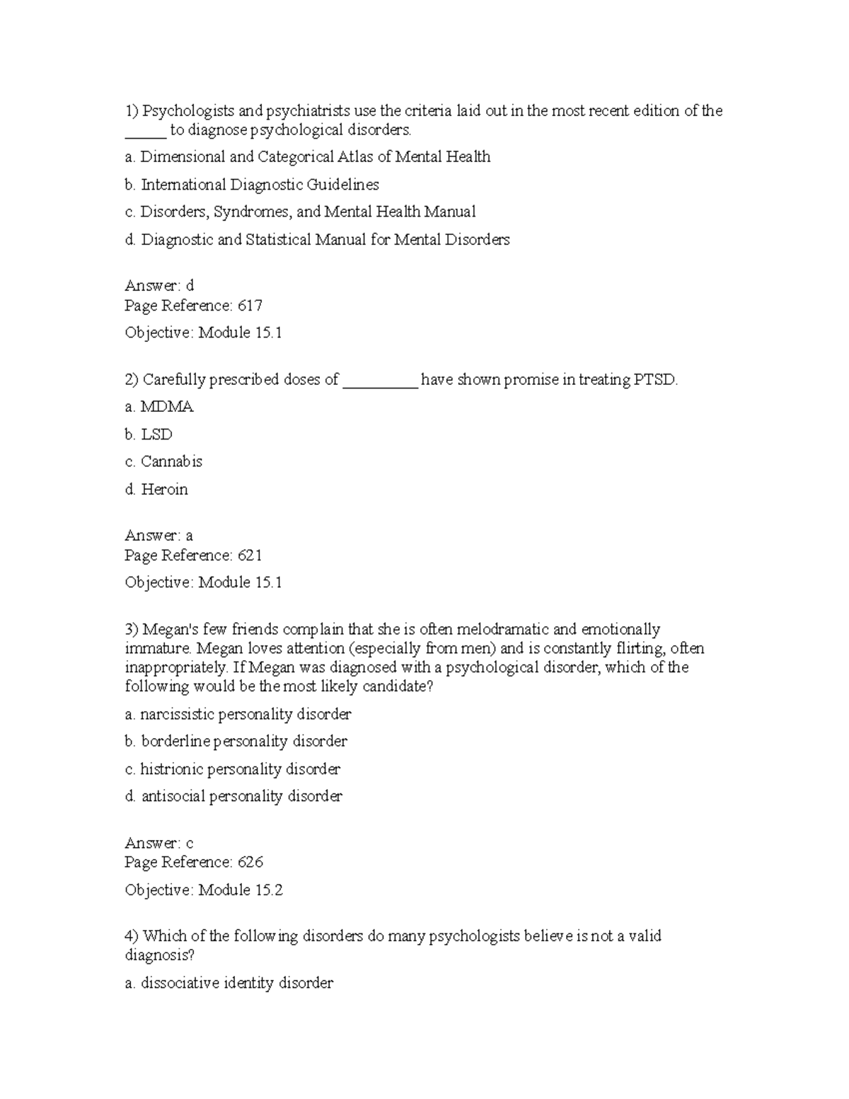 Chapter 15 Chapter Quiz Questions-TIF - Psychologists And Psychiatrists ...