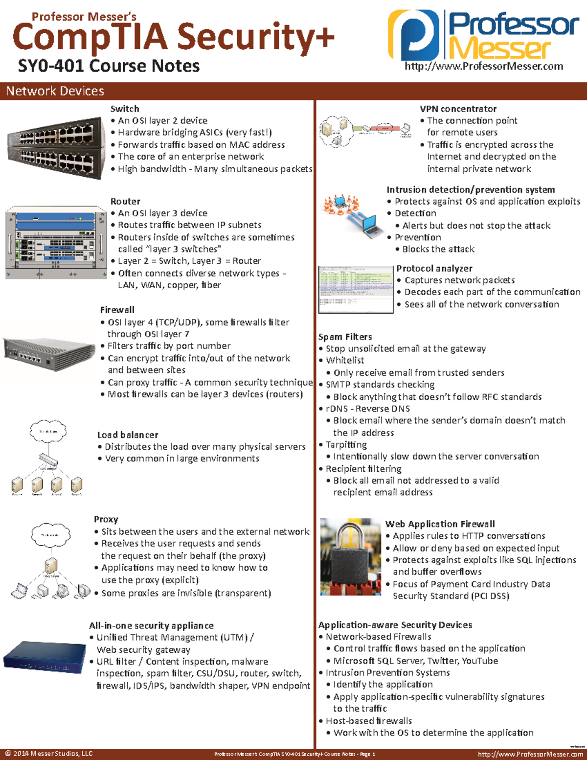 Comptia Sy0 401 Security Plus Course Notes V10 - Professor Messer’s ...