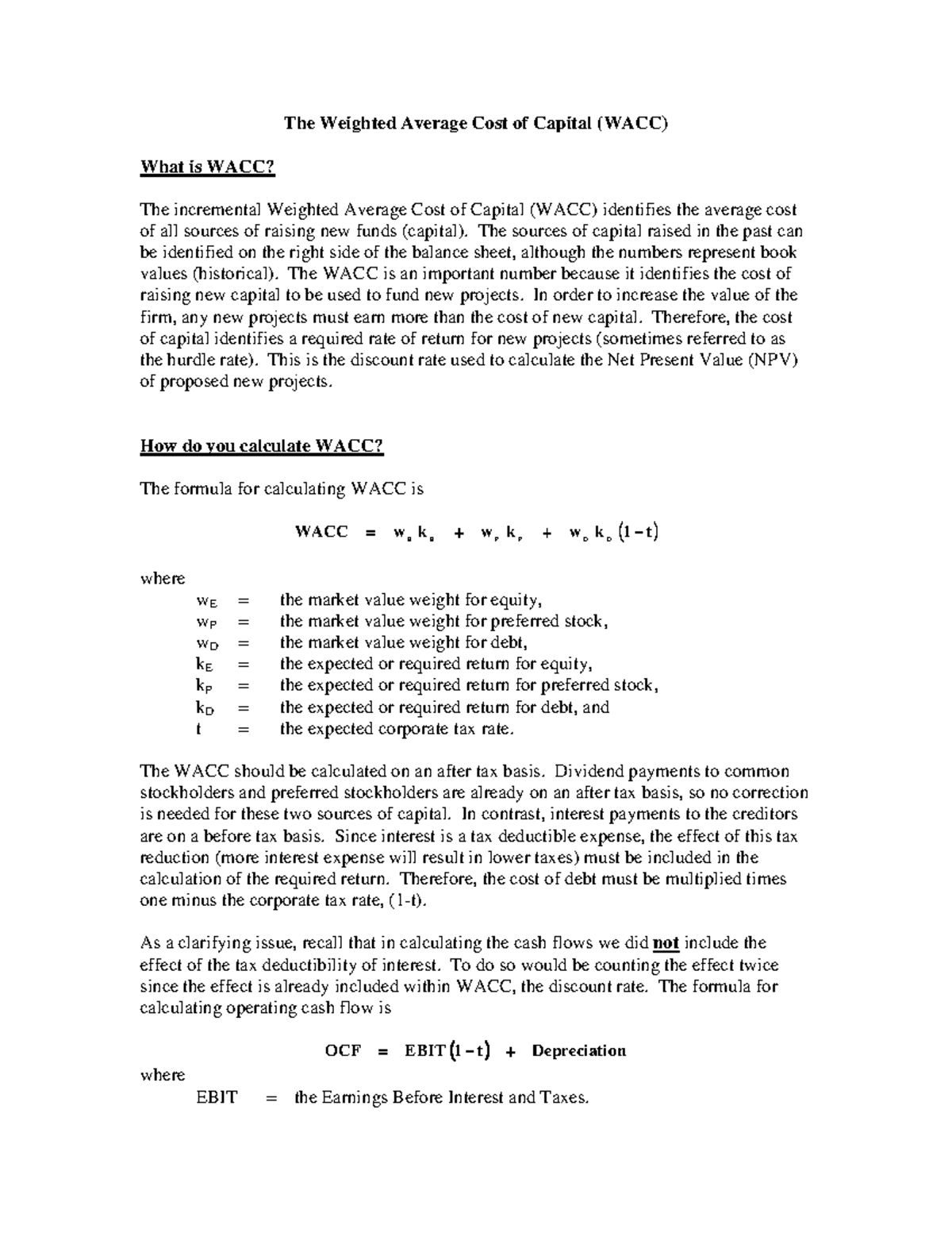 What Is The Weighted Average Cost of Capital? WACC in a Nutshell -  FourWeekMBA