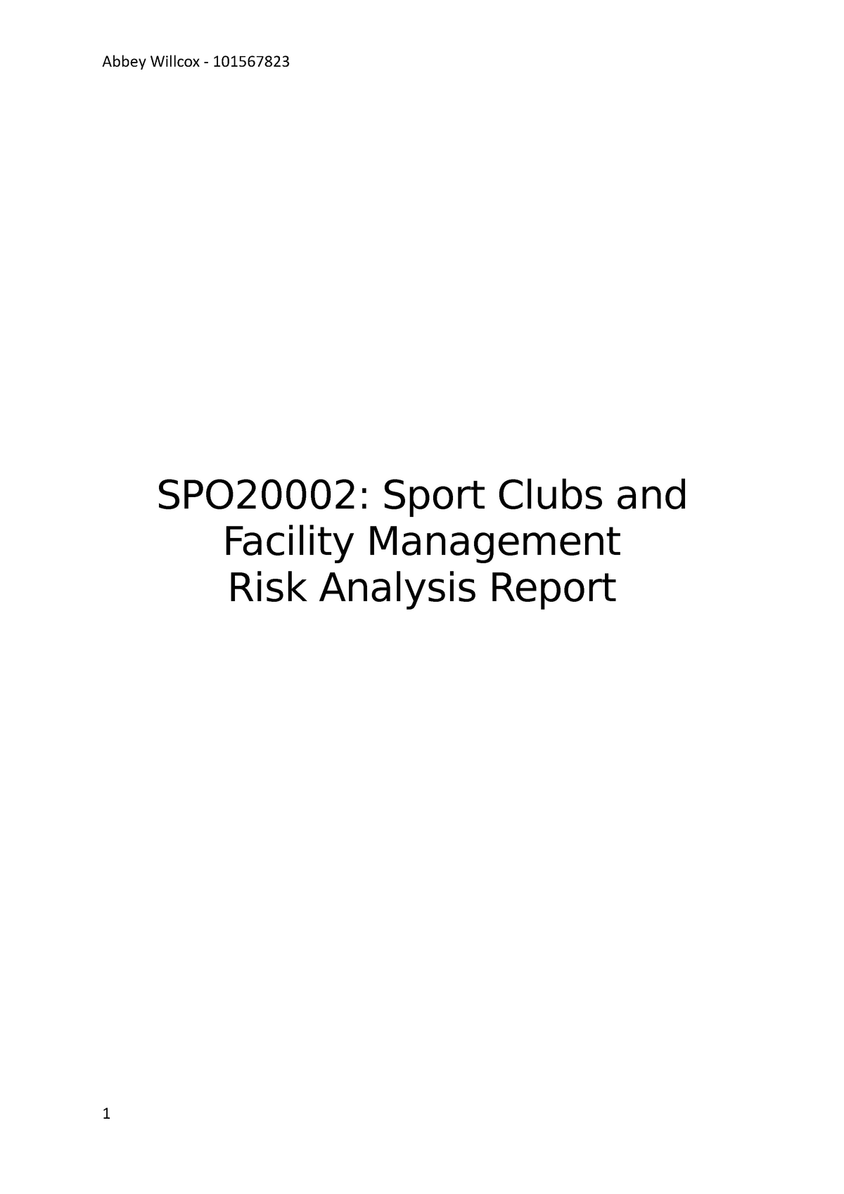 risk analysis for a sport facility
