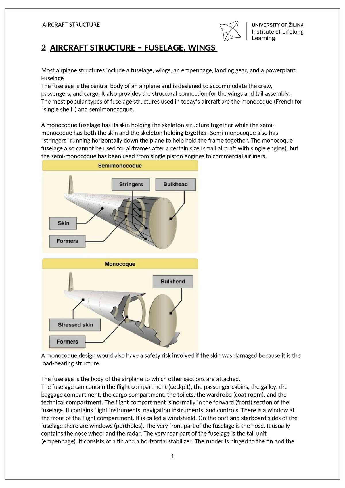 Aircraft Structure - 2 AIRCRAFT STRUCTURE – FUSELAGE, WINGS Most ...