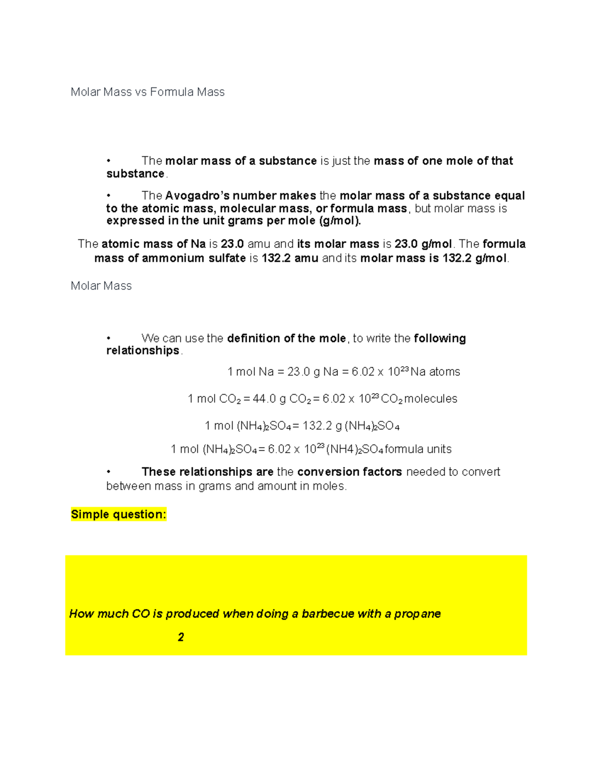 chemistry-chap-molar-mass-vs-formula-mass-the-molar-mass-of-a