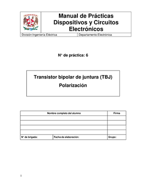 Pr†ctica 06 Transistor Bipolar De Juntura (TBJ) Circuitos De ...