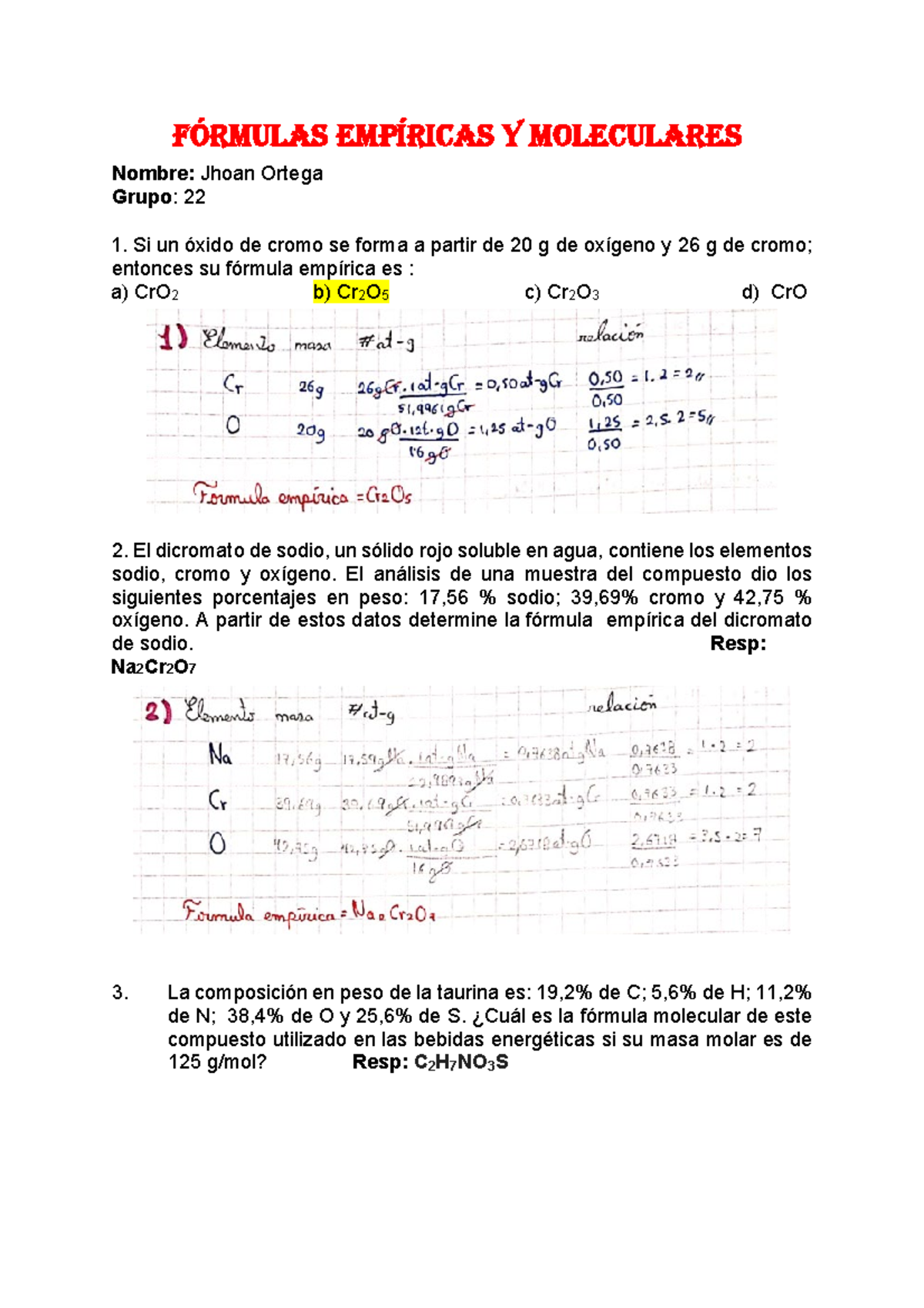 3. Formulas Empiricas Y Moleculares - FÓRMULAS EMPÍRICAS Y MOLECULARES ...