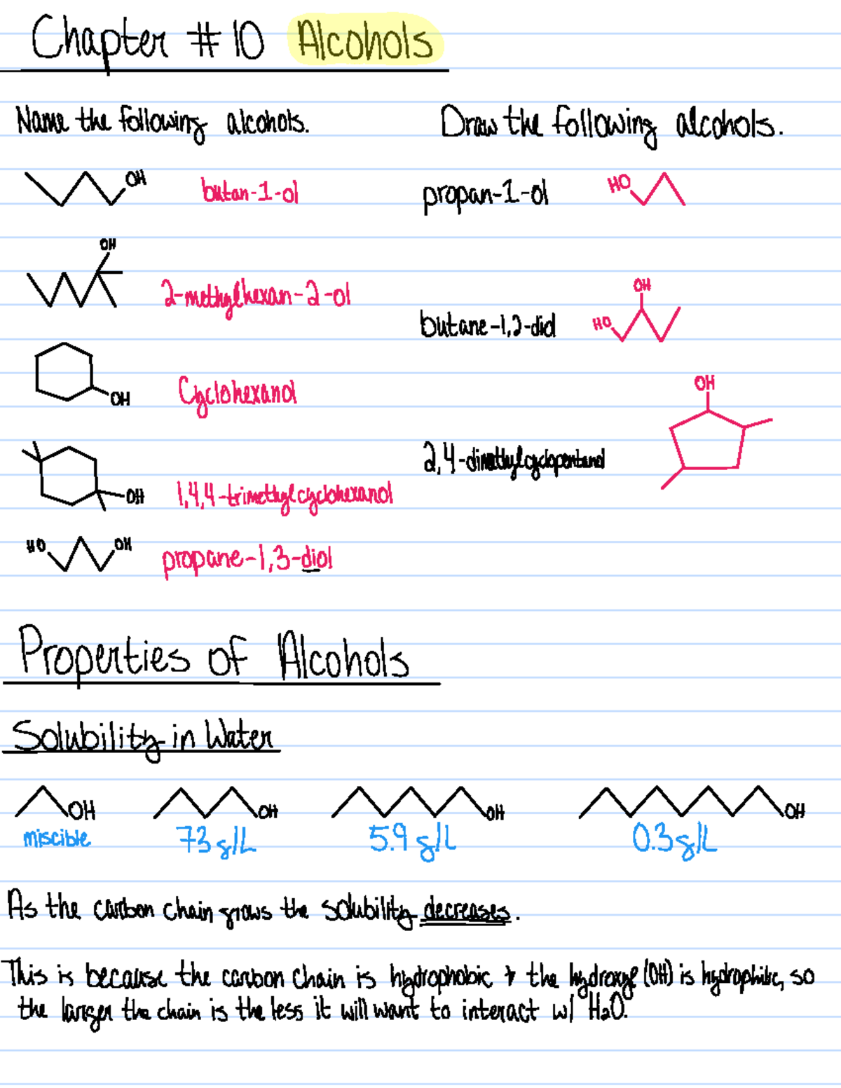 Alcohols - OChem I - CHEM 2123 - Studocu