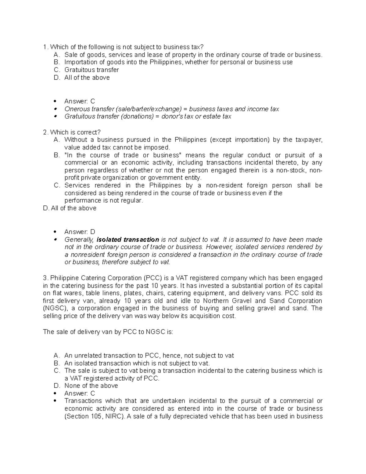 BAM208 THE VAT ON Importation Drills& Quizzers Which of the following