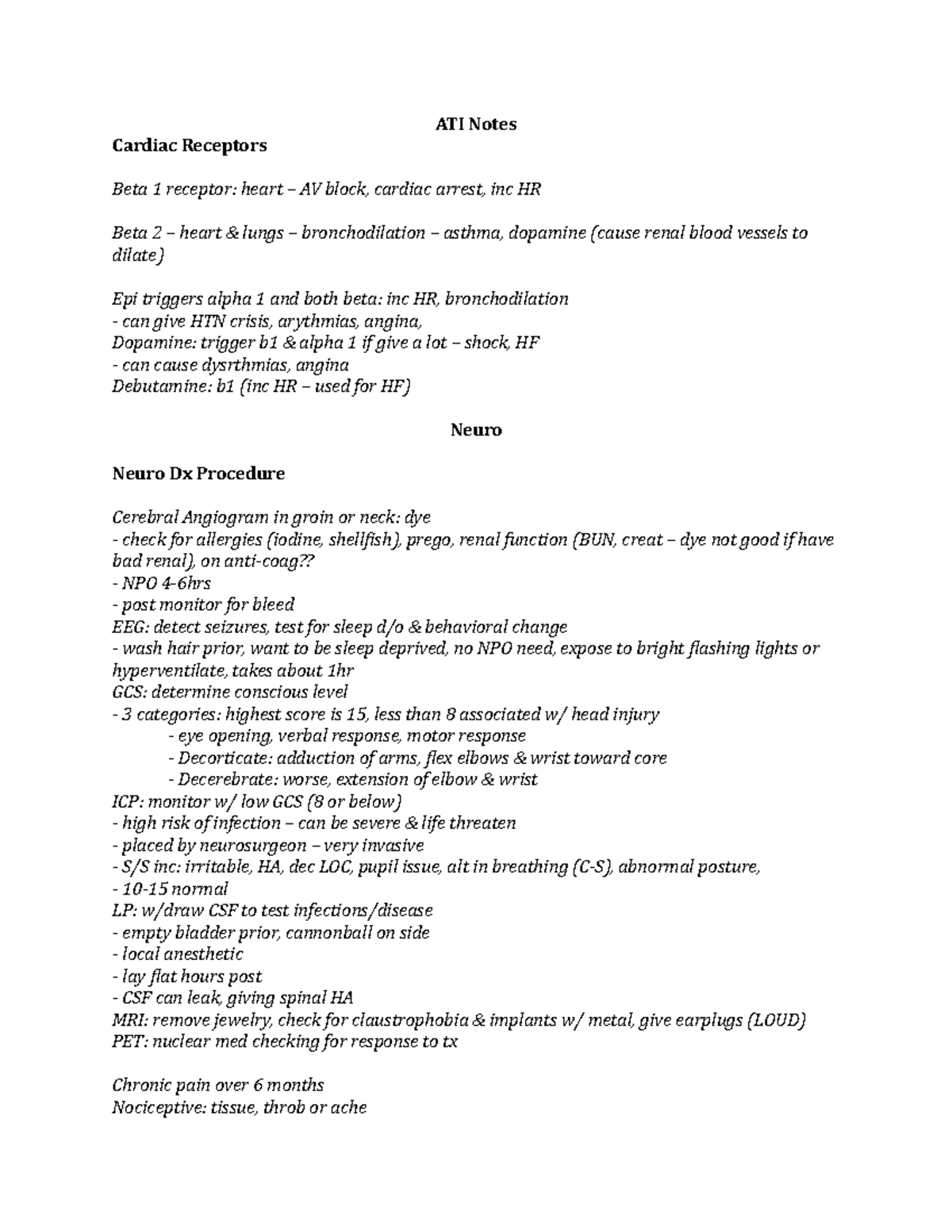 Ati Notes For Final Exam Nurs 612 Ati Notes Cardiac Receptors Beta Receptor Heart Av Block Cardiac Arrest Inc Hr Beta Heart Lungs Bronchodilation Asthma Studocu