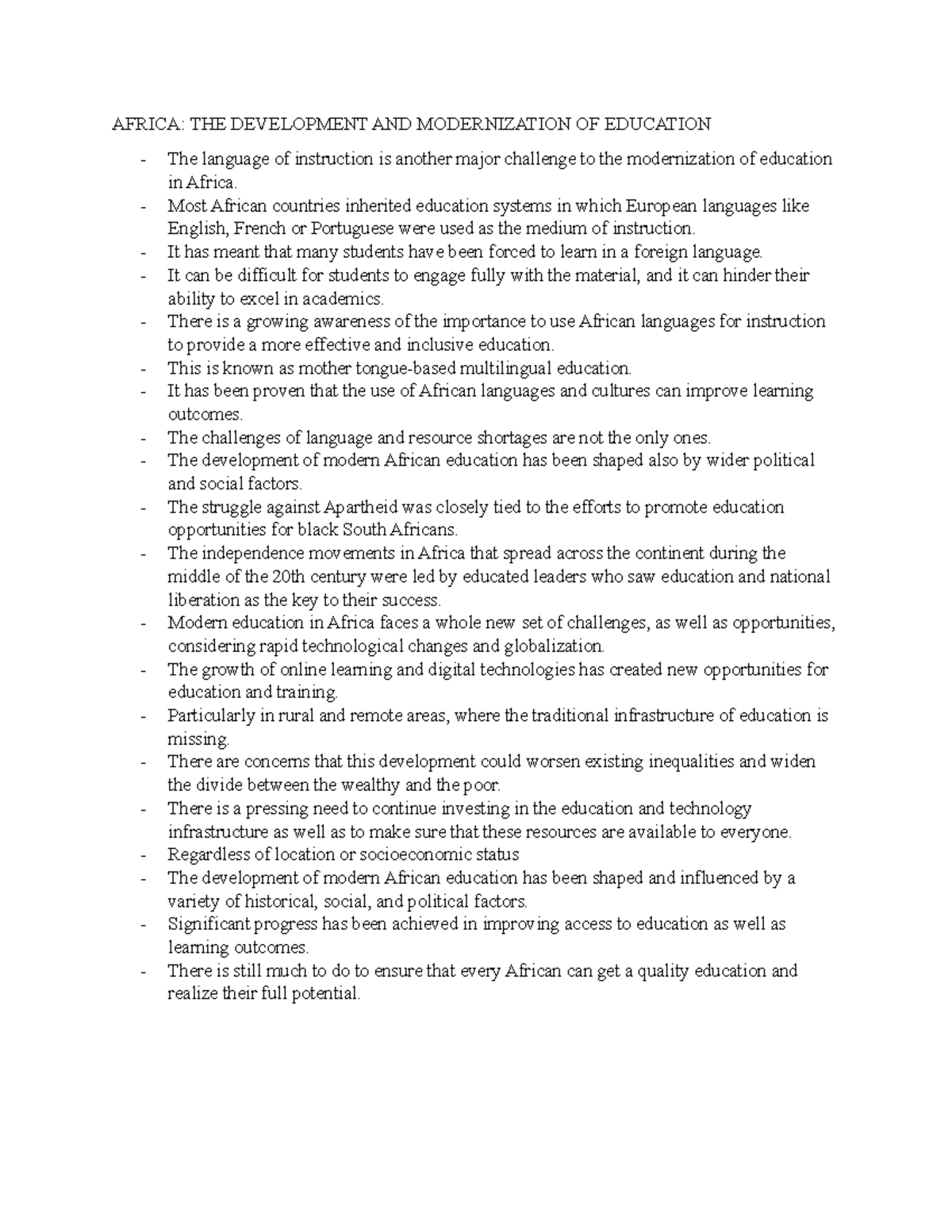 HIS 322 AFRO History Notes 21 - AFRICA: THE DEVELOPMENT AND ...