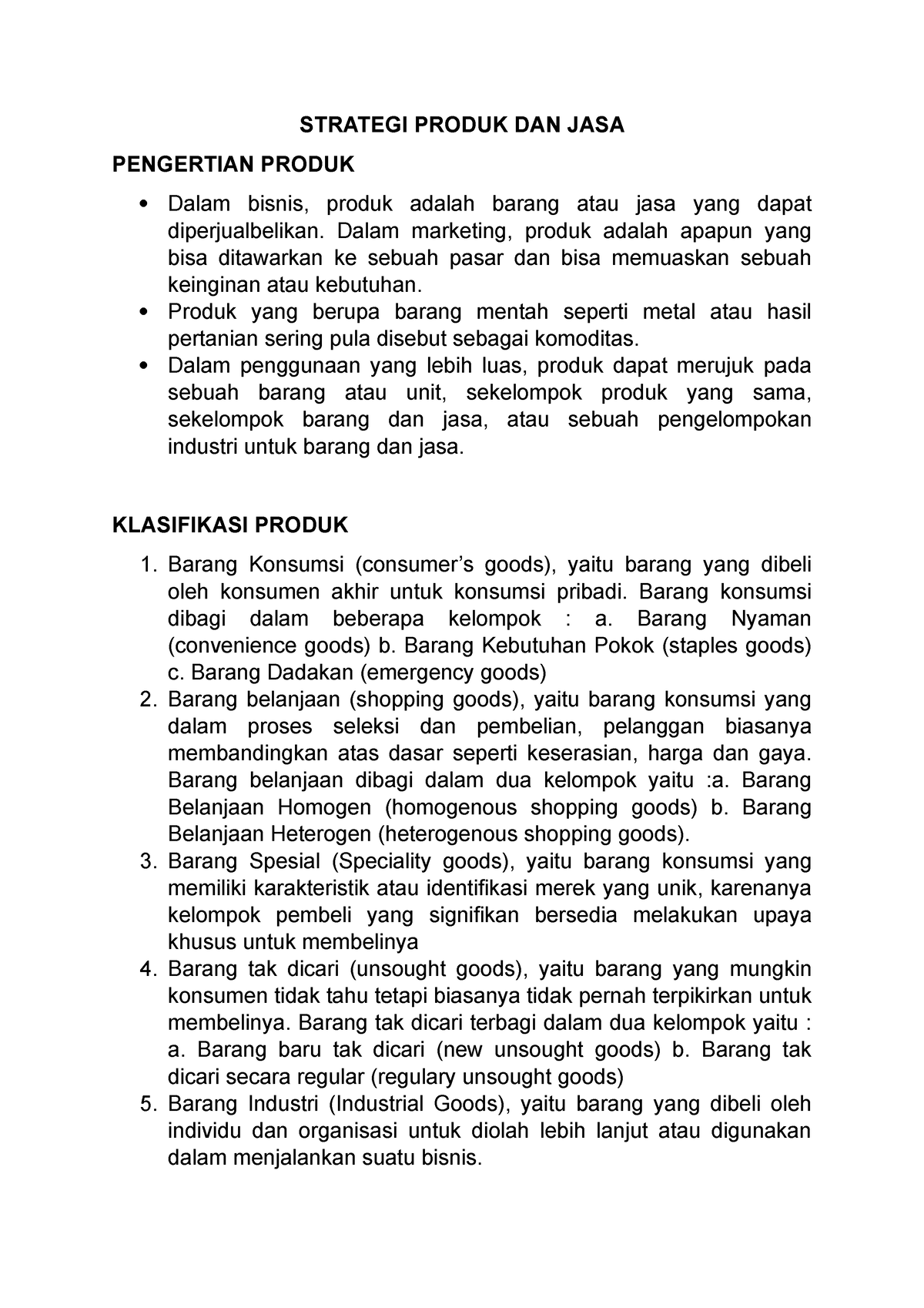 Strategi Produk Dan Jasa - STRATEGI PRODUK DAN JASA PENGERTIAN PRODUK ...