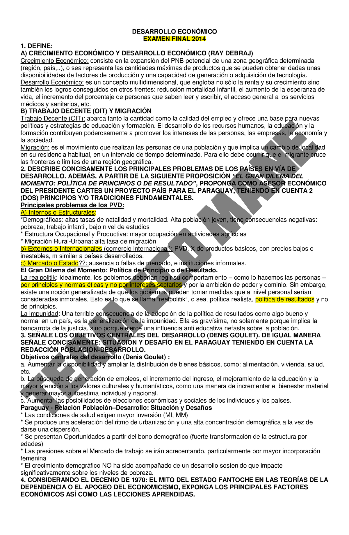 Examen Final Desarrollo Economico ( Desarrollo) - DESARROLLO ECONÓMICO ...